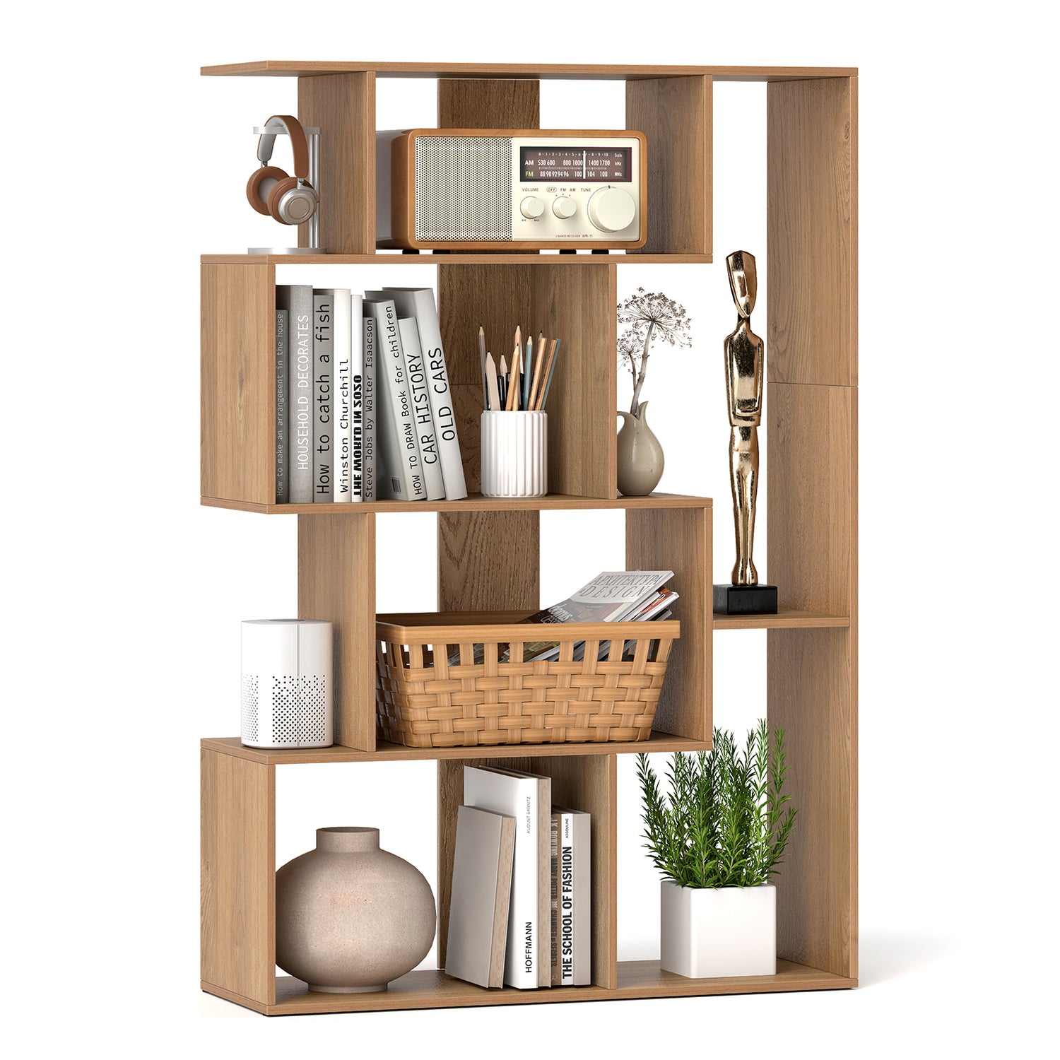 47 Inch 6-Cube Open-back Geometric Bookshelf for Bedroom Living Room