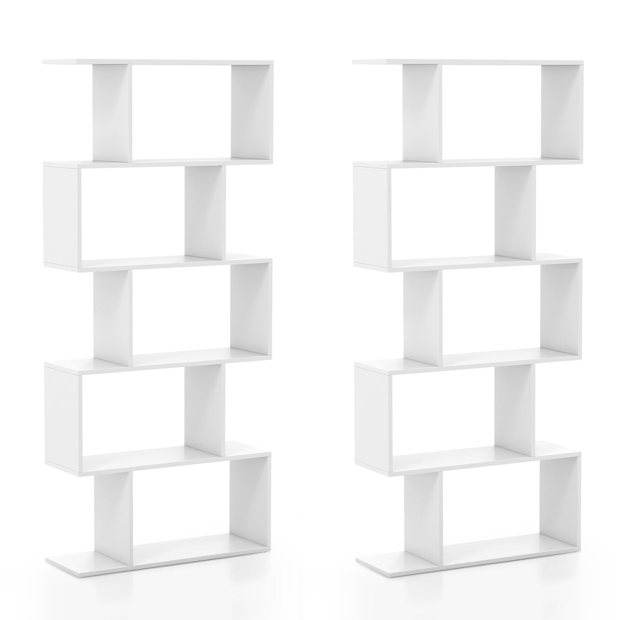 5-Tier Bookshelf with Anti-Toppling Device for Living Room Home Office