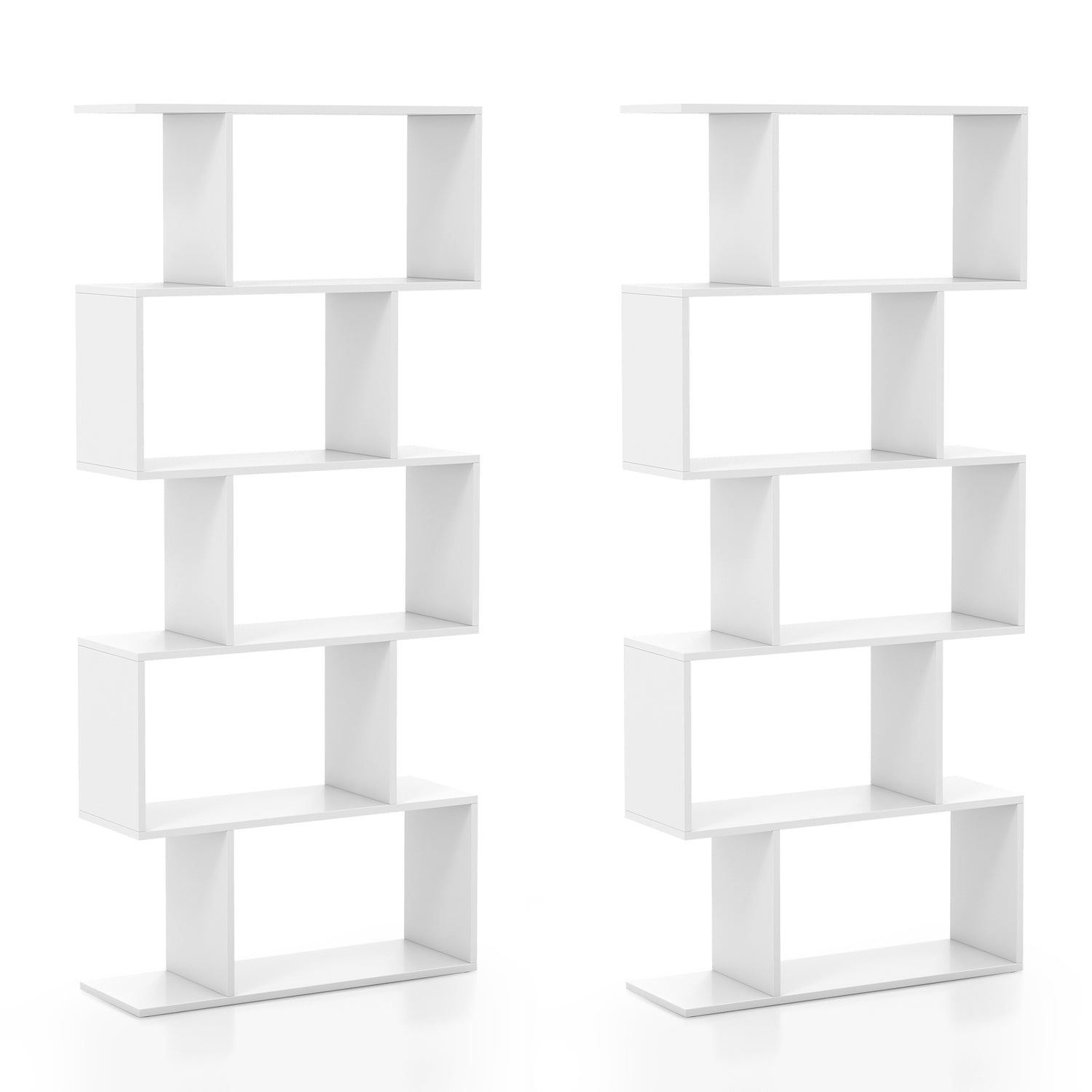 5-Tier Bookshelf with Anti-Toppling Device for Living Room Home Office