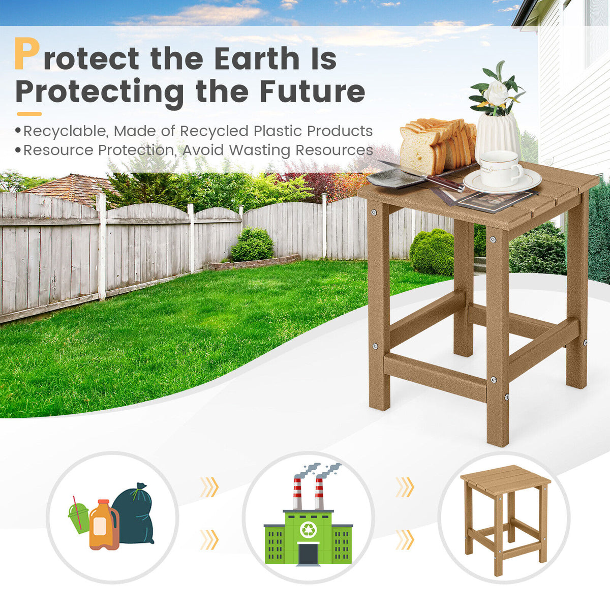 Square Weather-Resistant Adirondack Side Table