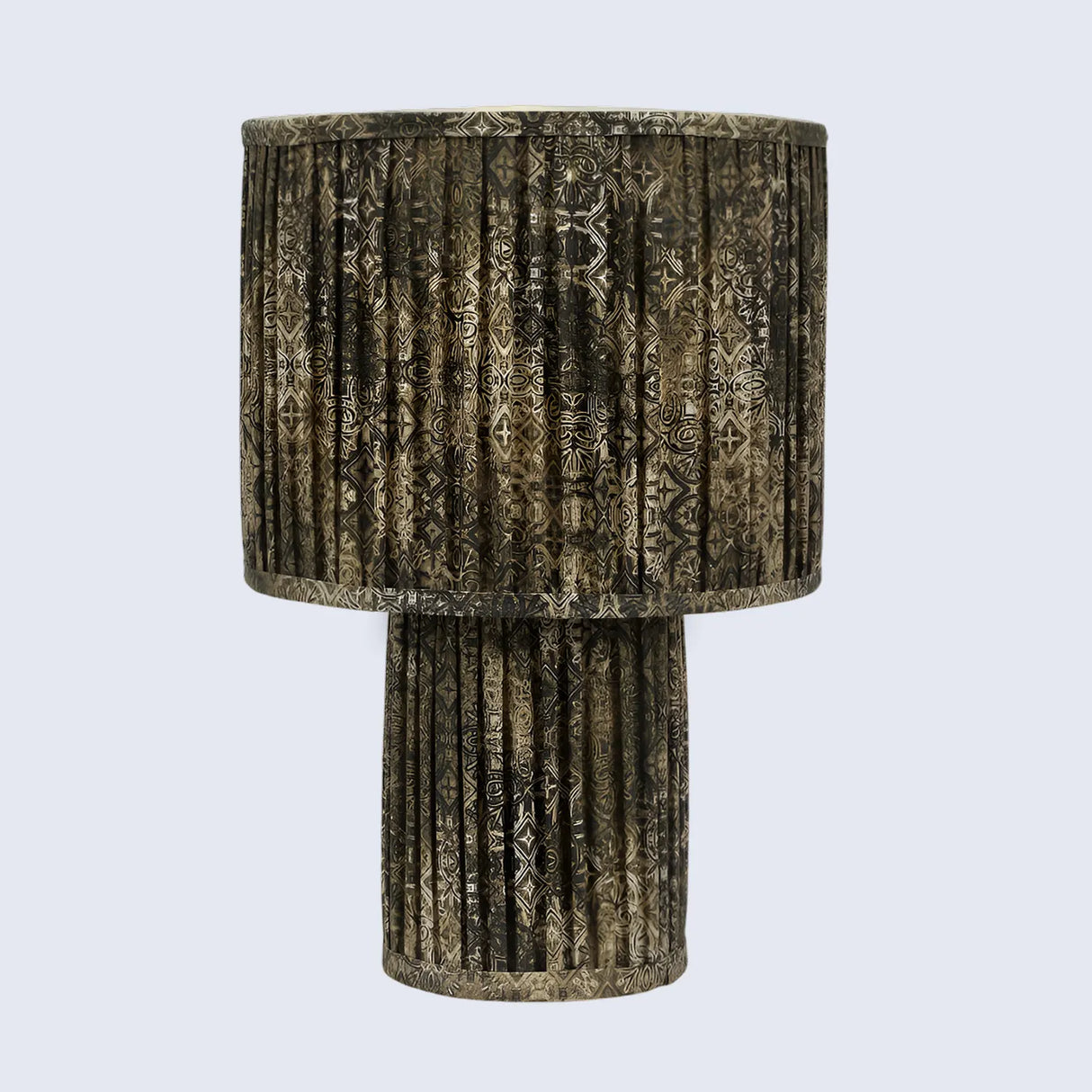 Brown Pleated Fabric Table Lamp - Cotton Lampshades in 15"