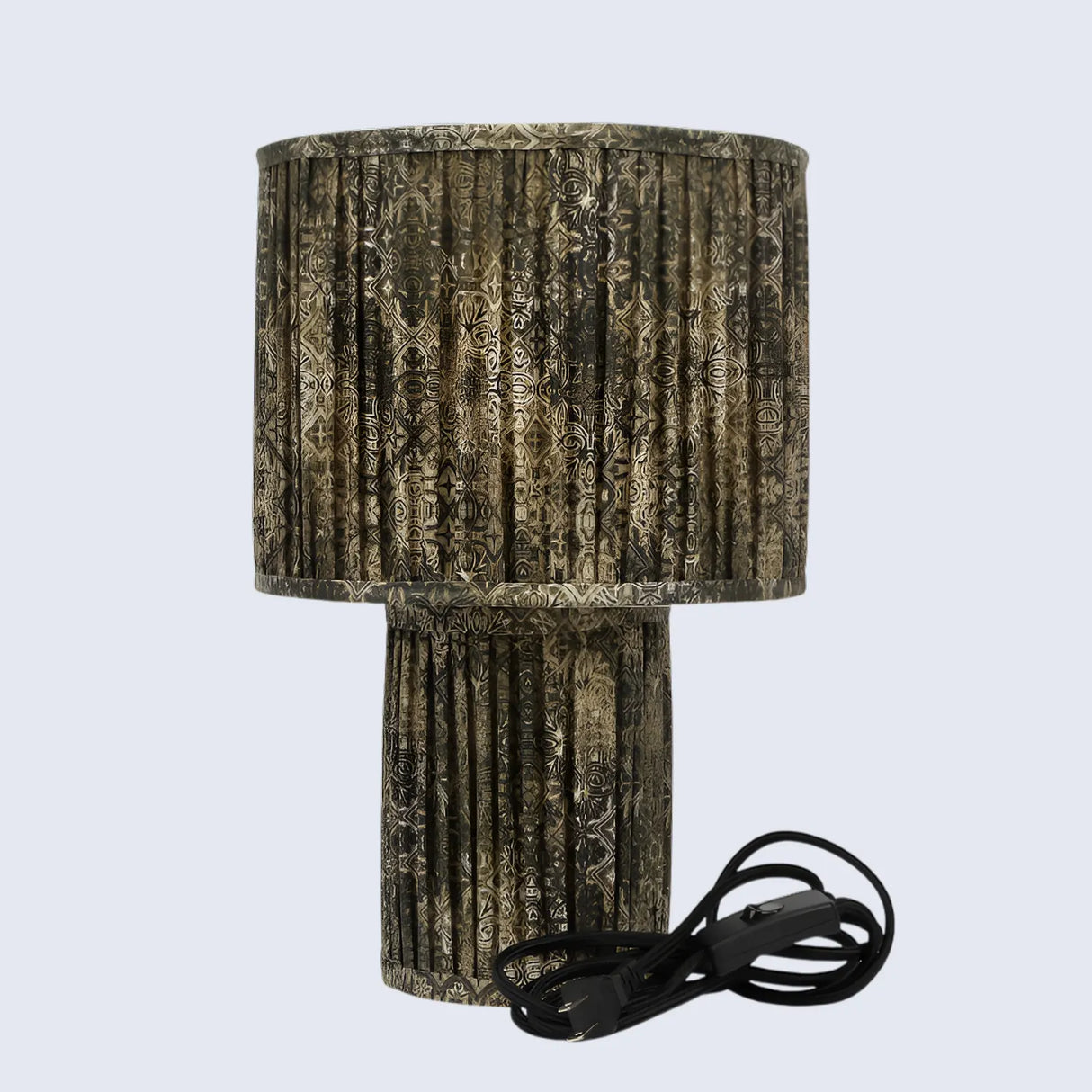 Brown Pleated Fabric Table Lamp - Cotton Lampshades in 15"