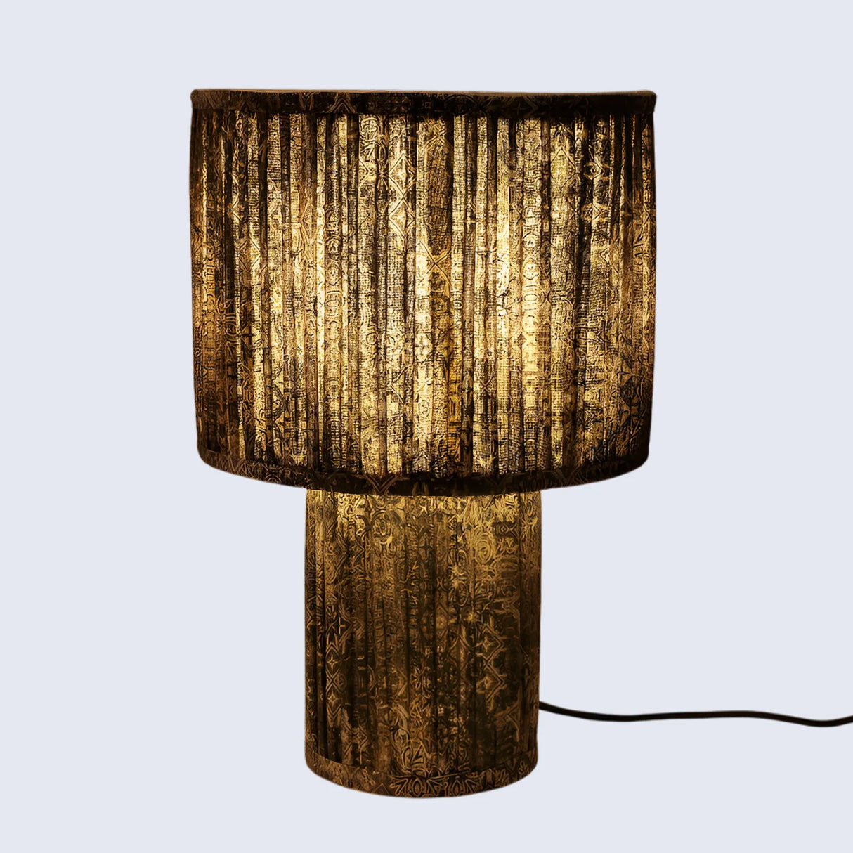 Brown Pleated Fabric Table Lamp - Cotton Lampshades in 15"