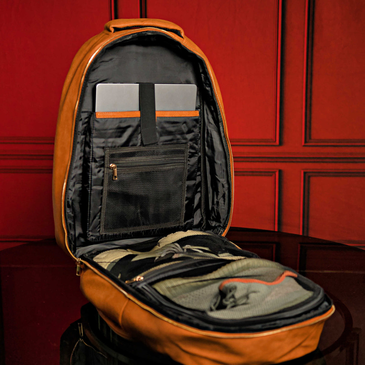 Brown Leather Roller Carry-on Set