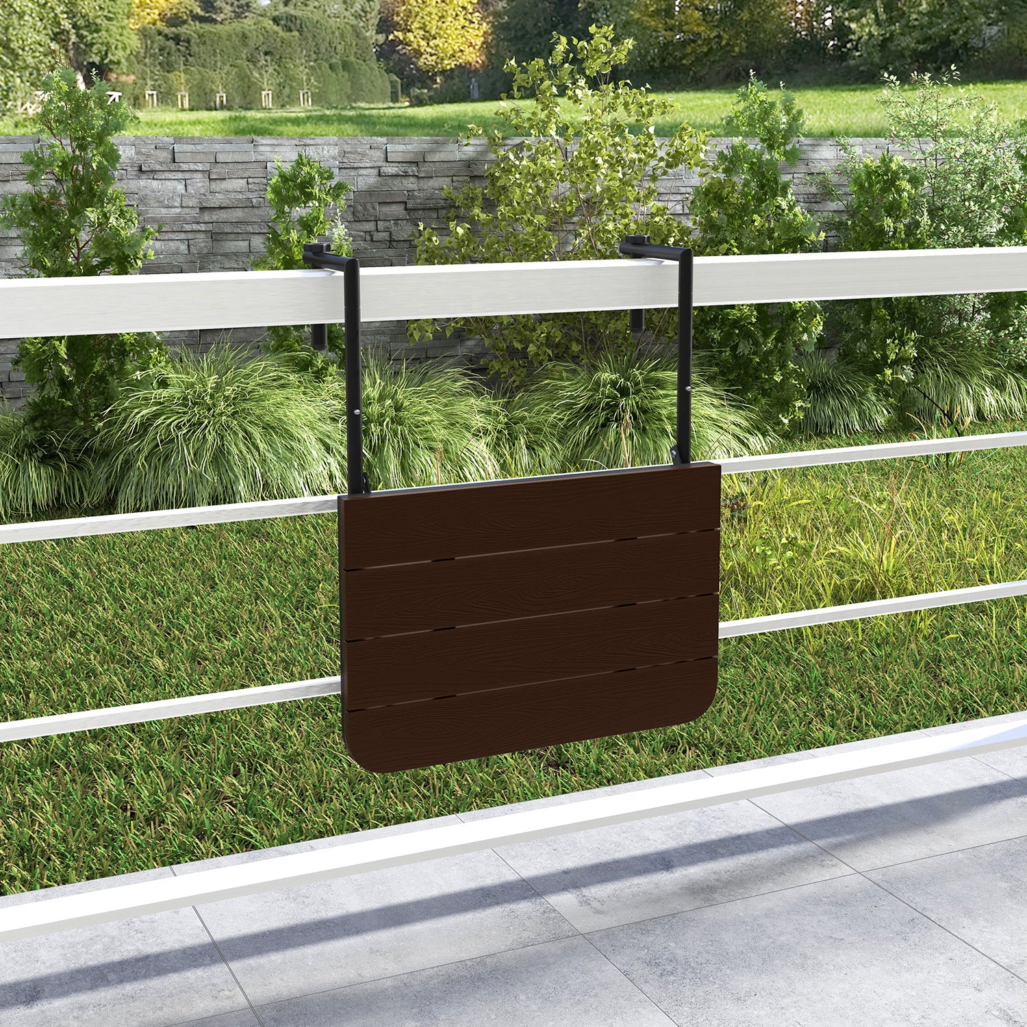 Folding Hanging Table with 3-Level Adjustable Height for Patio Balcony