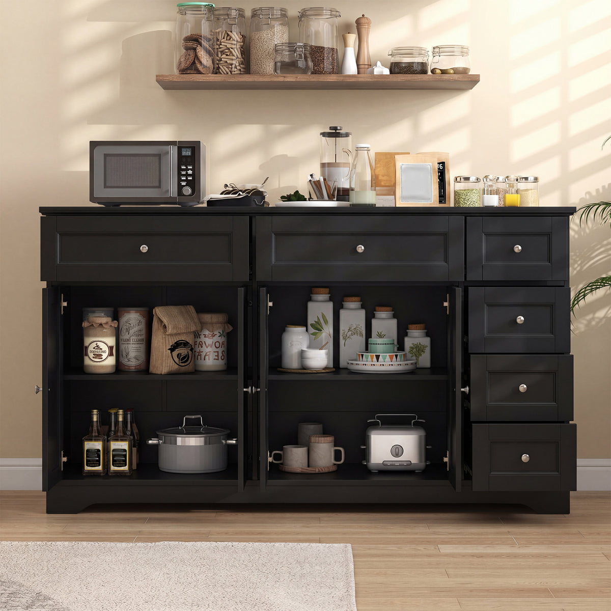 Buffet Sideboard 59" Modern Coffee Bar Station Console Table