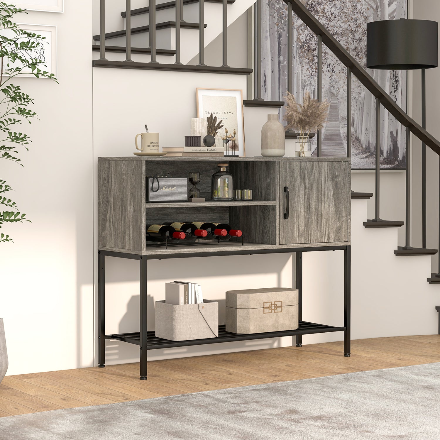 Buffet Sideboard Coffee Bar Cabinet with Power Outlets and USB Ports