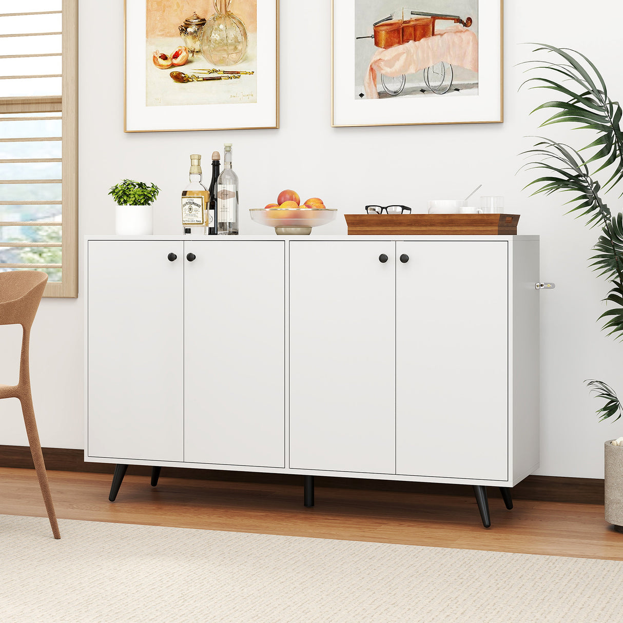 Buffet Sideboard Mid Century Modern Storage Cabinet with Adjustable Shelves