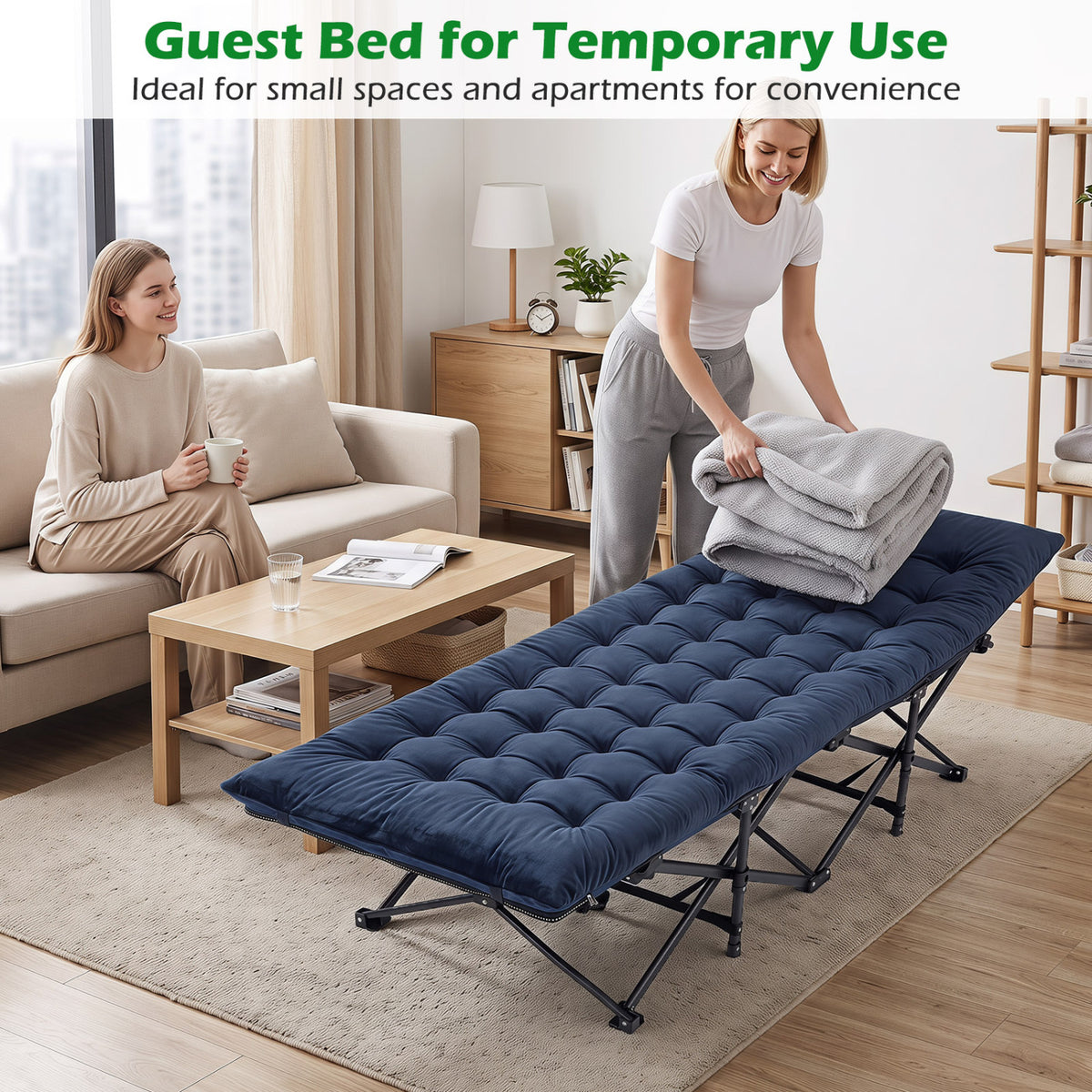 Camping Cot for Adults with Soft Padded Mat and Carrying Bag