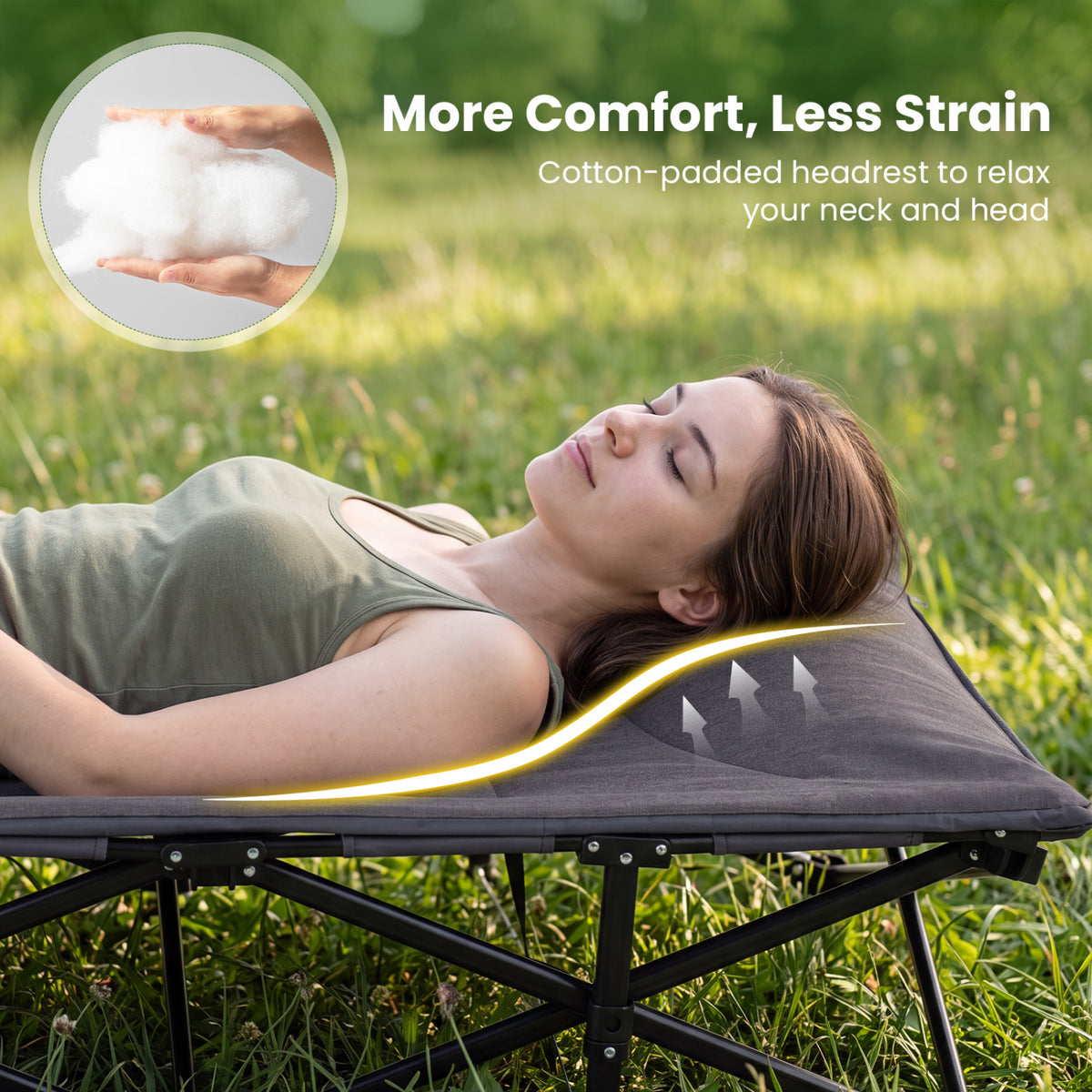 Camping Cot with Padded Pillow and Storage Pouch for Camping Travel-Gray