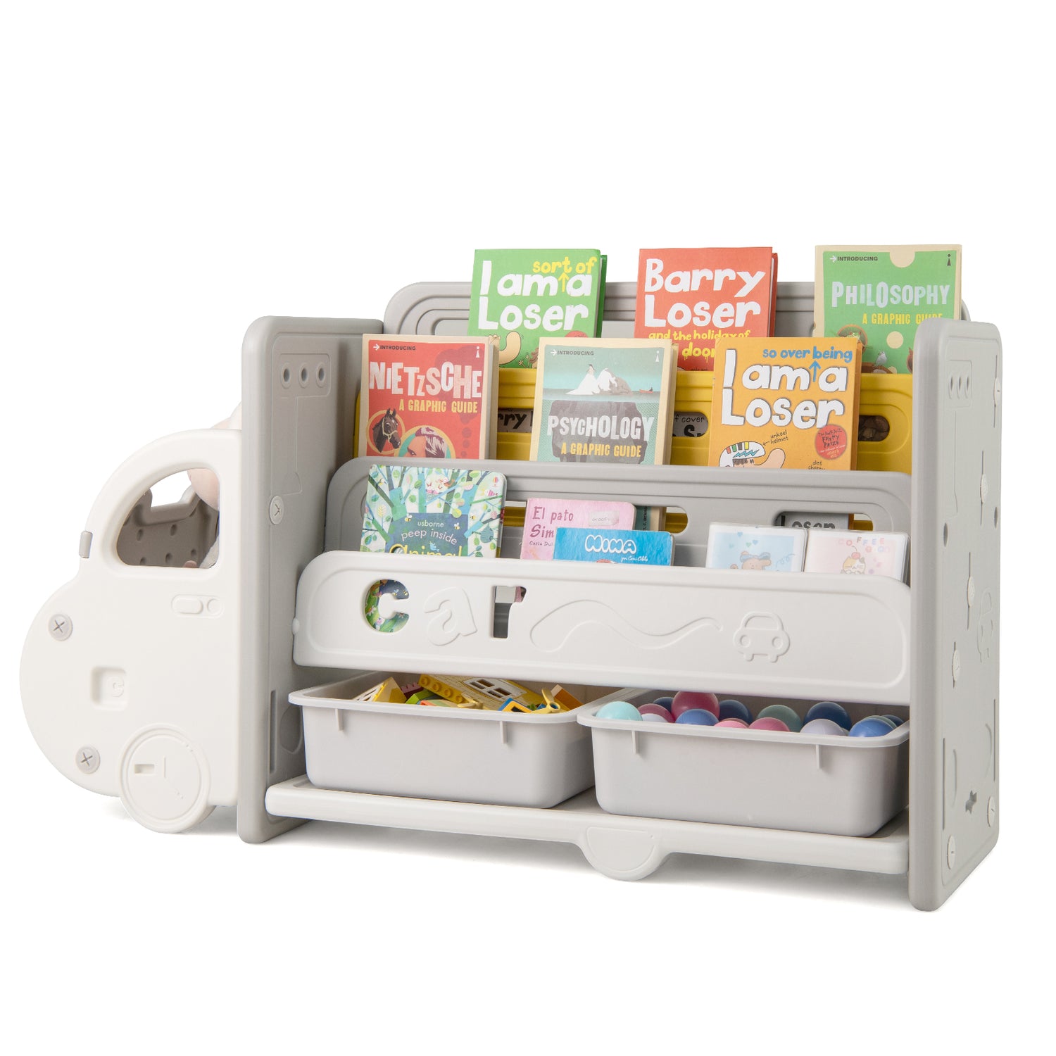 Car Themed Kids Toy Storage and Bookshelf