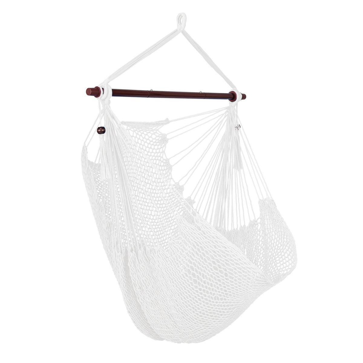 Caribbean Hammock Chair with Metal Spreader Bar Woven Rope Swing