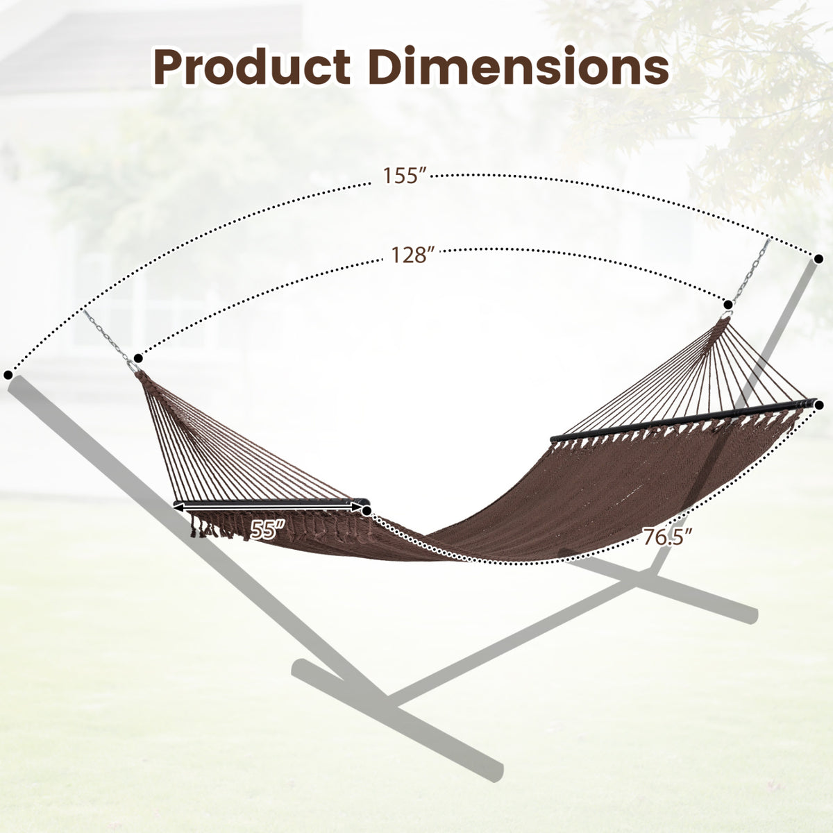Caribbean Hammock with Spreader Bar for Patio Poolside
