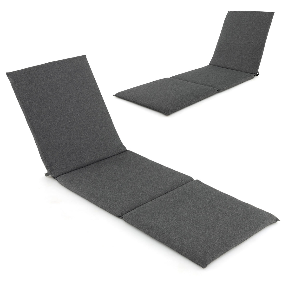 Outdoor Chaise Lounge Cushion Patio Furniture Folding Pad with Fixing Straps