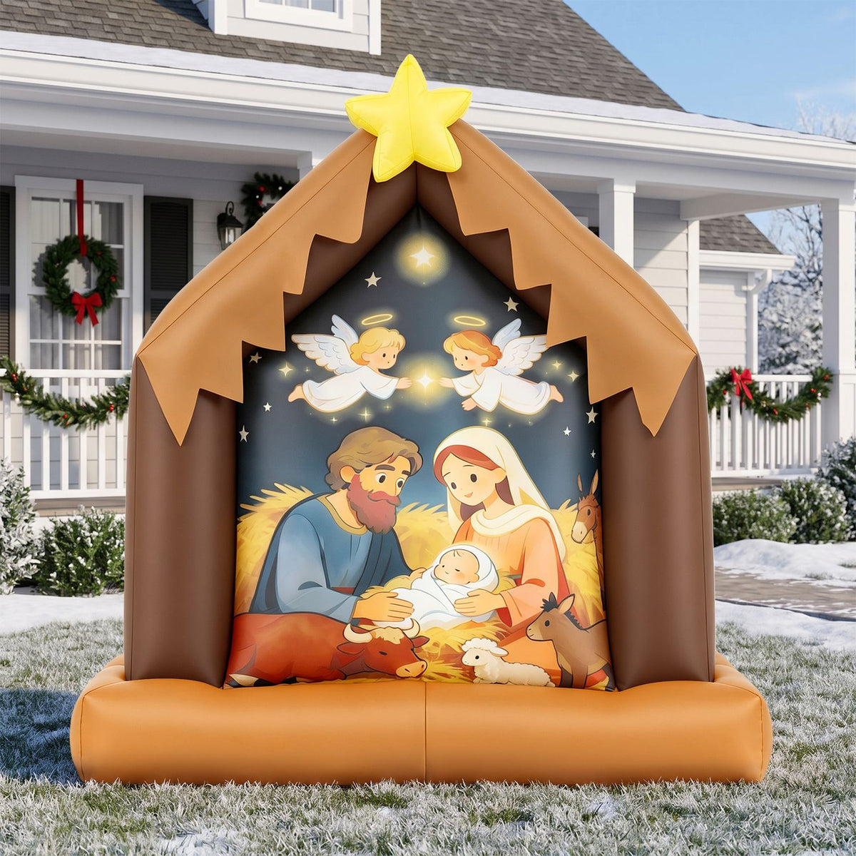 Christmas Inflatable Nativity Scene with Built-in Lights for Holiday Decor