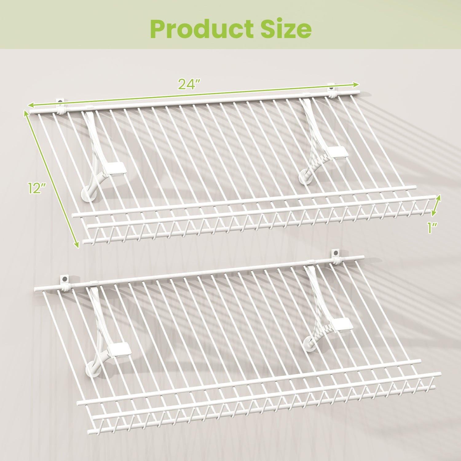 Closet Shelves Wall Mounted Set of 2 Metal Wire Shoe Racks