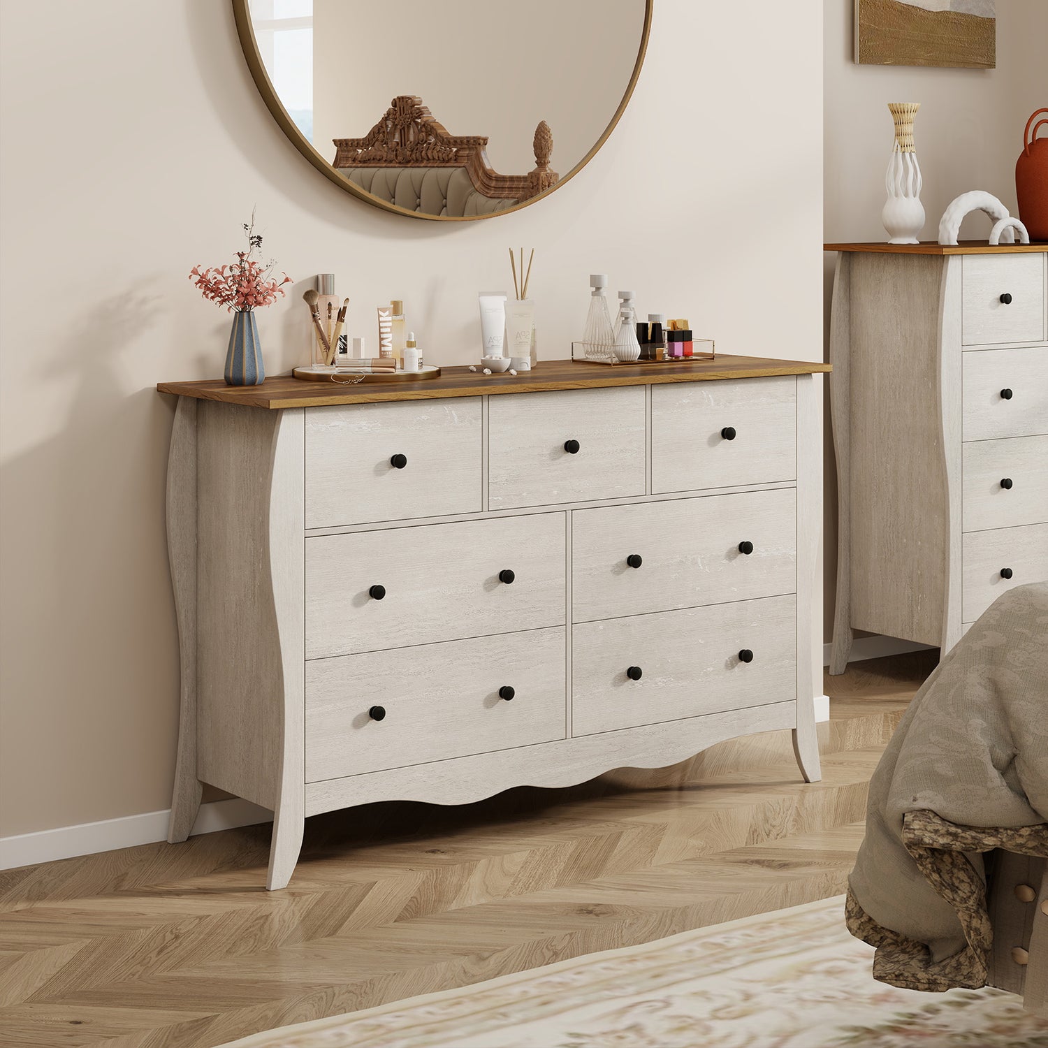 Closet Storage Organizer with 7 Folding Fabric Drawers-Gray