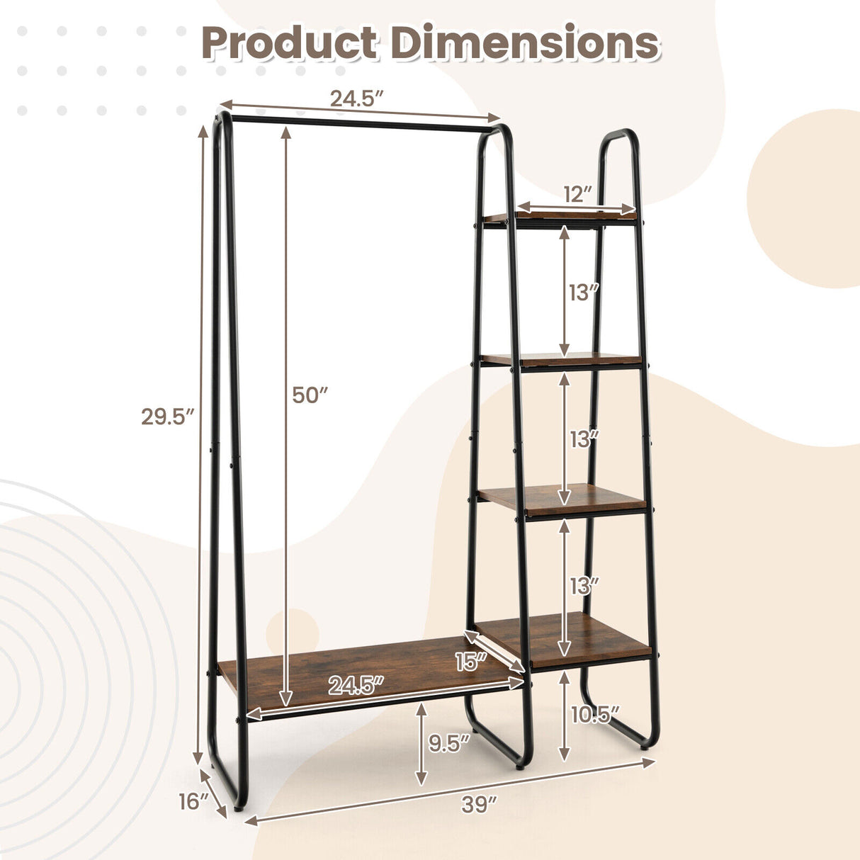 Clothes Rack Freestanding Storage Tower with Hanging Bar