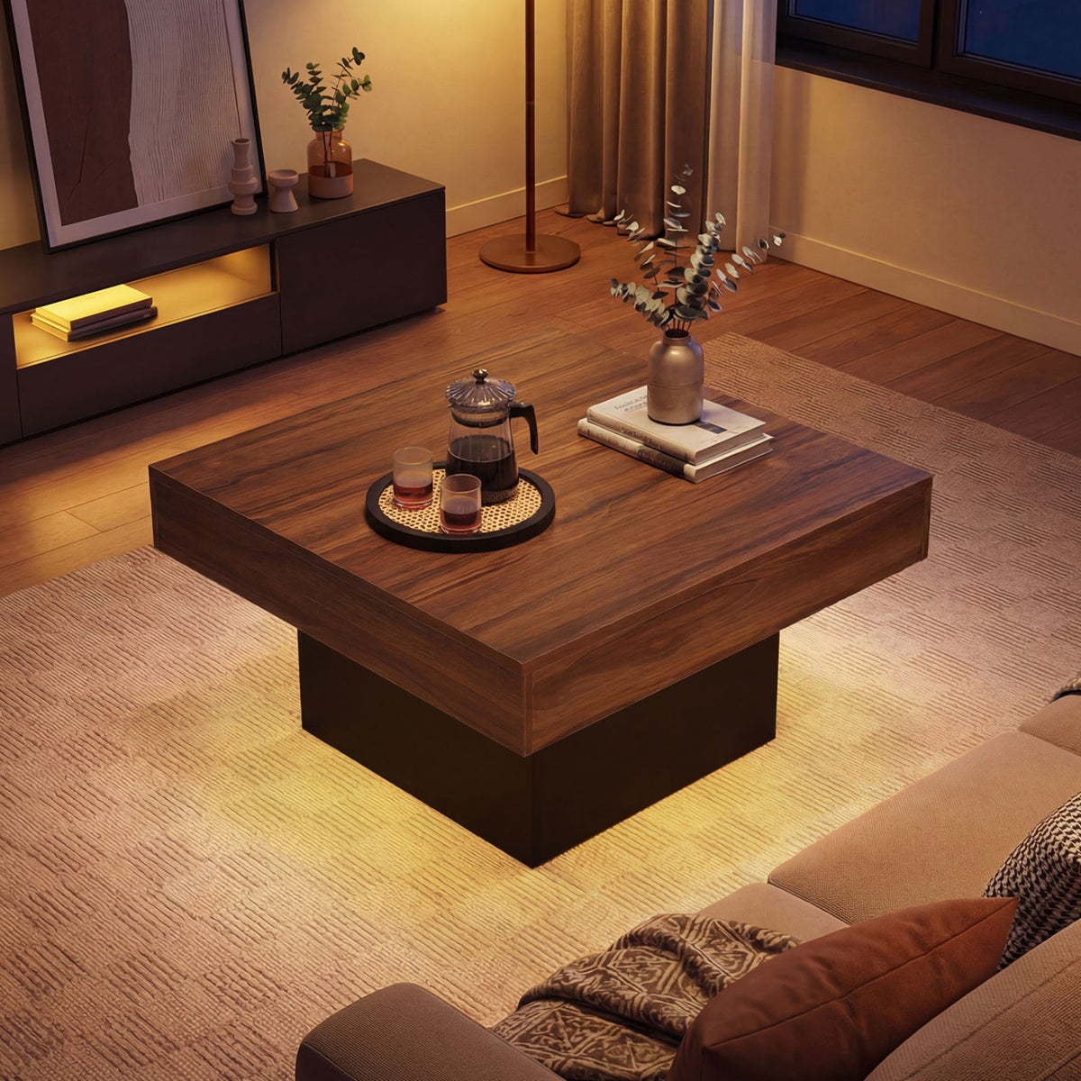 Coffee Table Accent Table with LED Lights and Dynamic Modes
