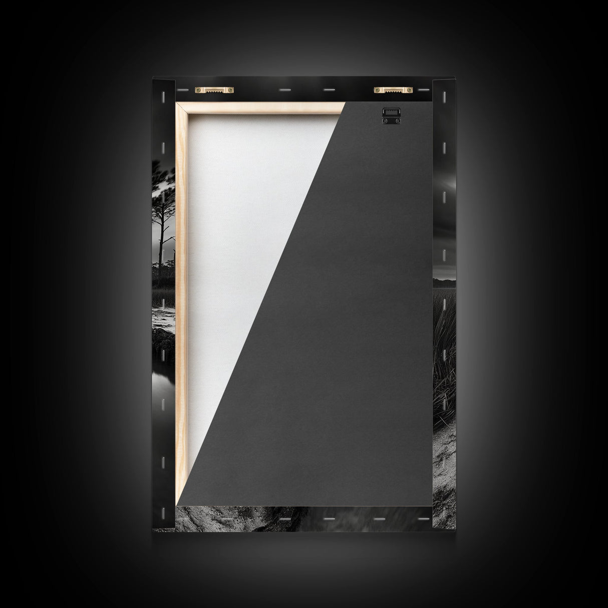 Misty Marsh Path, Moody Landscape, Nature Wall Decor, Living Room Art, Canvas Print, Black and White Photography, Autumn Wall Art