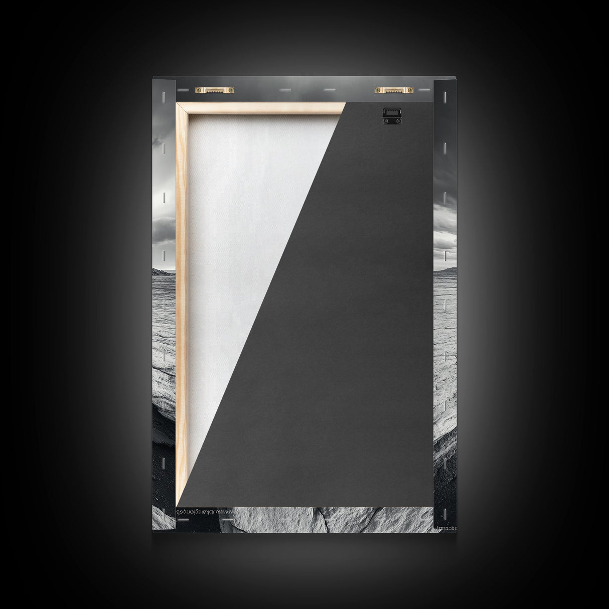 Monument Valley Cliff, Desert Rockscape, Framed Canvas Print, Western Wall Art, Office Decor, Black and White Photography