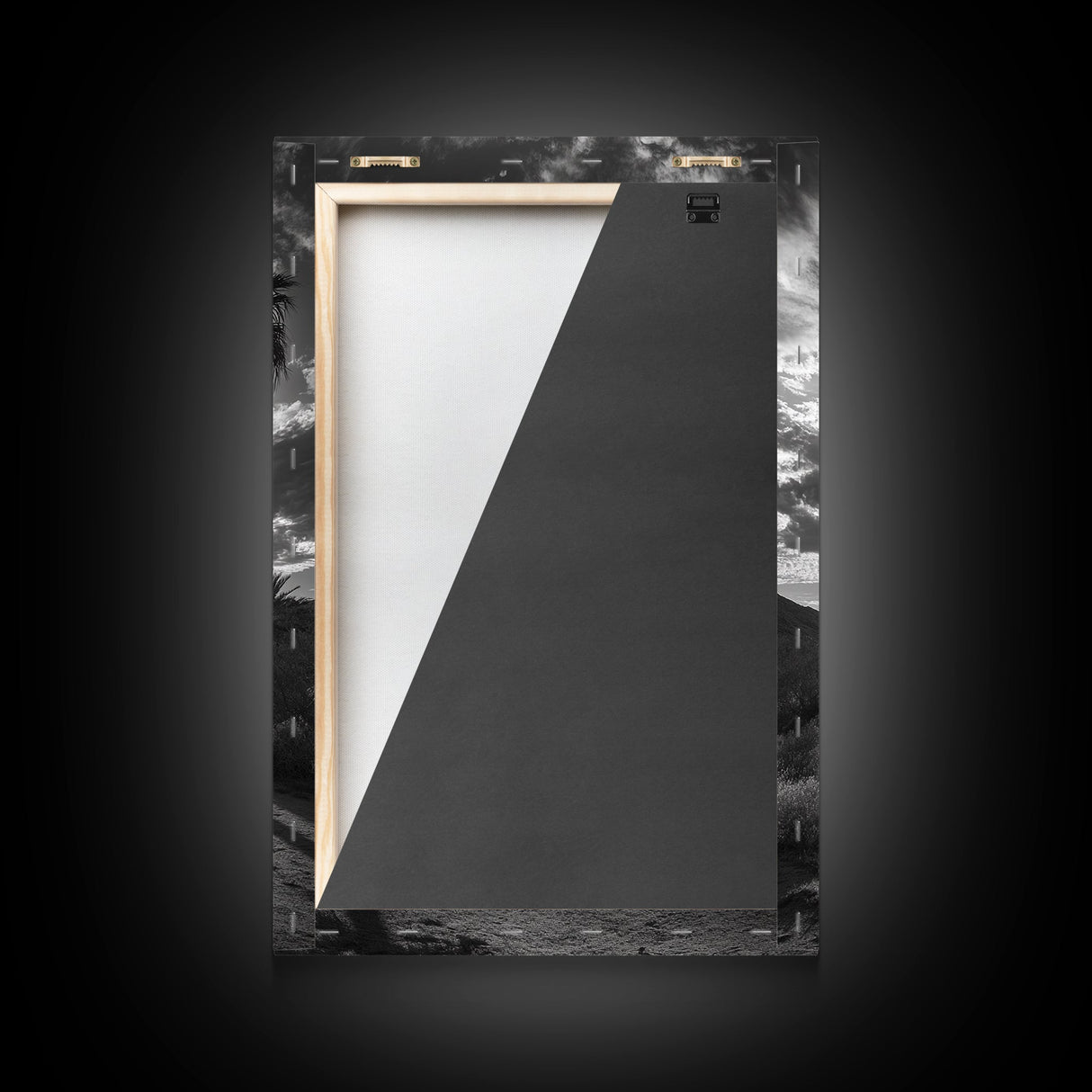 Palm Sunset, Desert Light, Silhouetted Trees, Framed Canvas Print, Tropical Boho Wall Art, Sunset Living Room Decor, Moody Nature Style