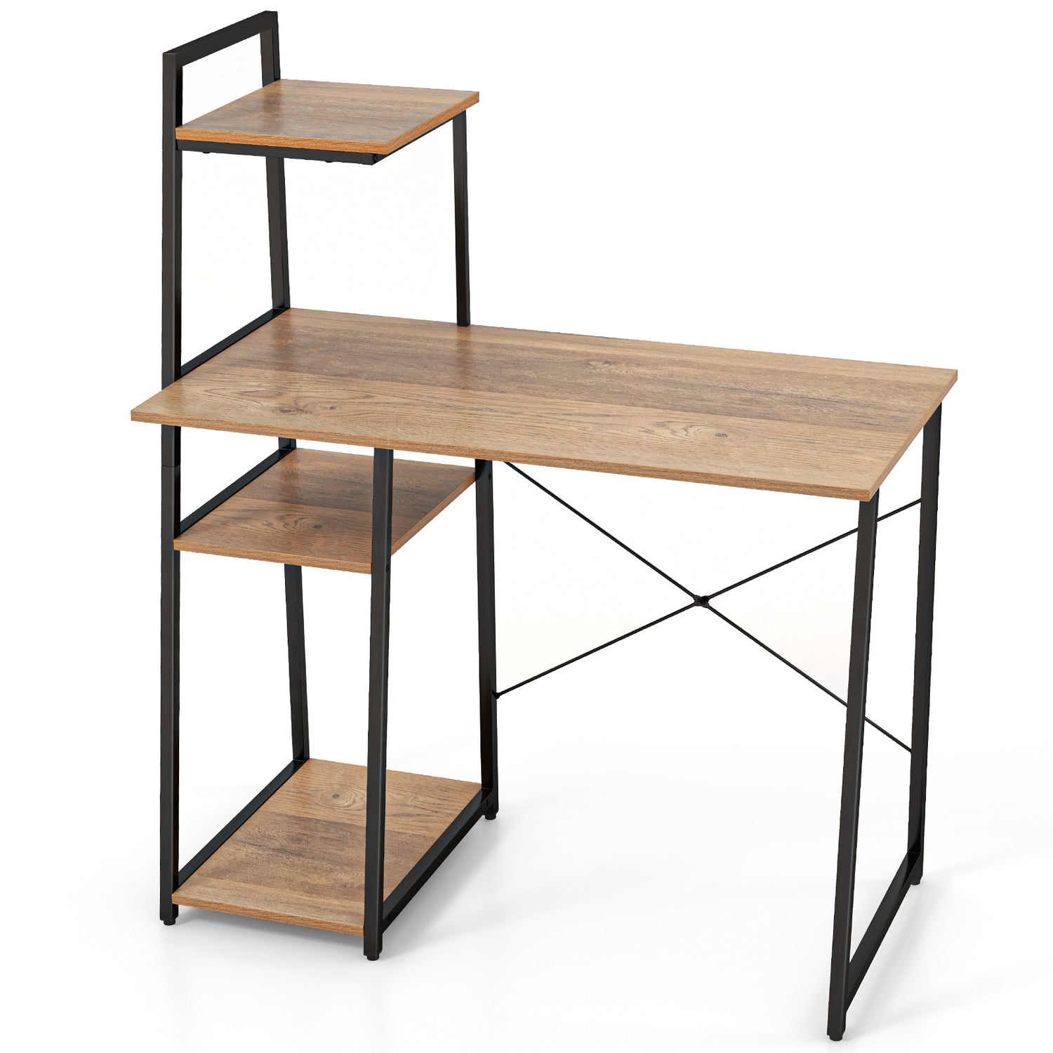 Compact Computer Desk Workstation with 4 Tier Shelves for Home and Office