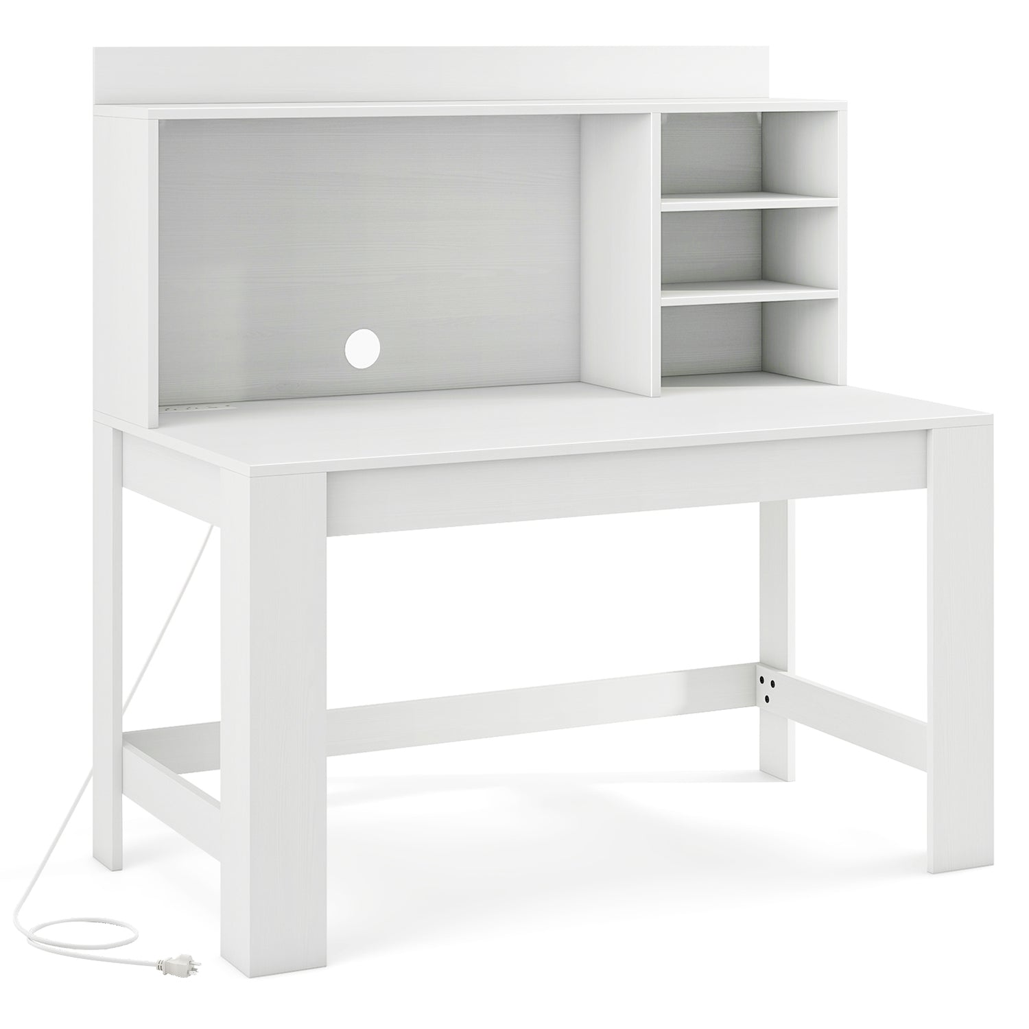 Modern Computer Desk with Hutch and Storage Shelves