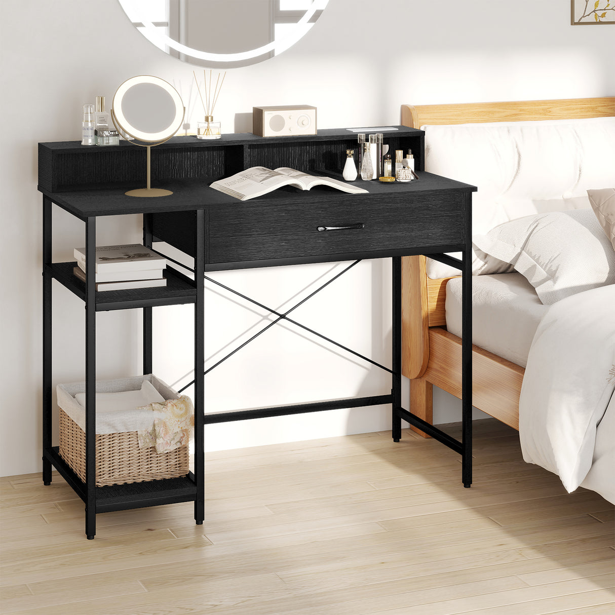 48 Inch Computer Desk with Monitor Stand Drawer and Shelves