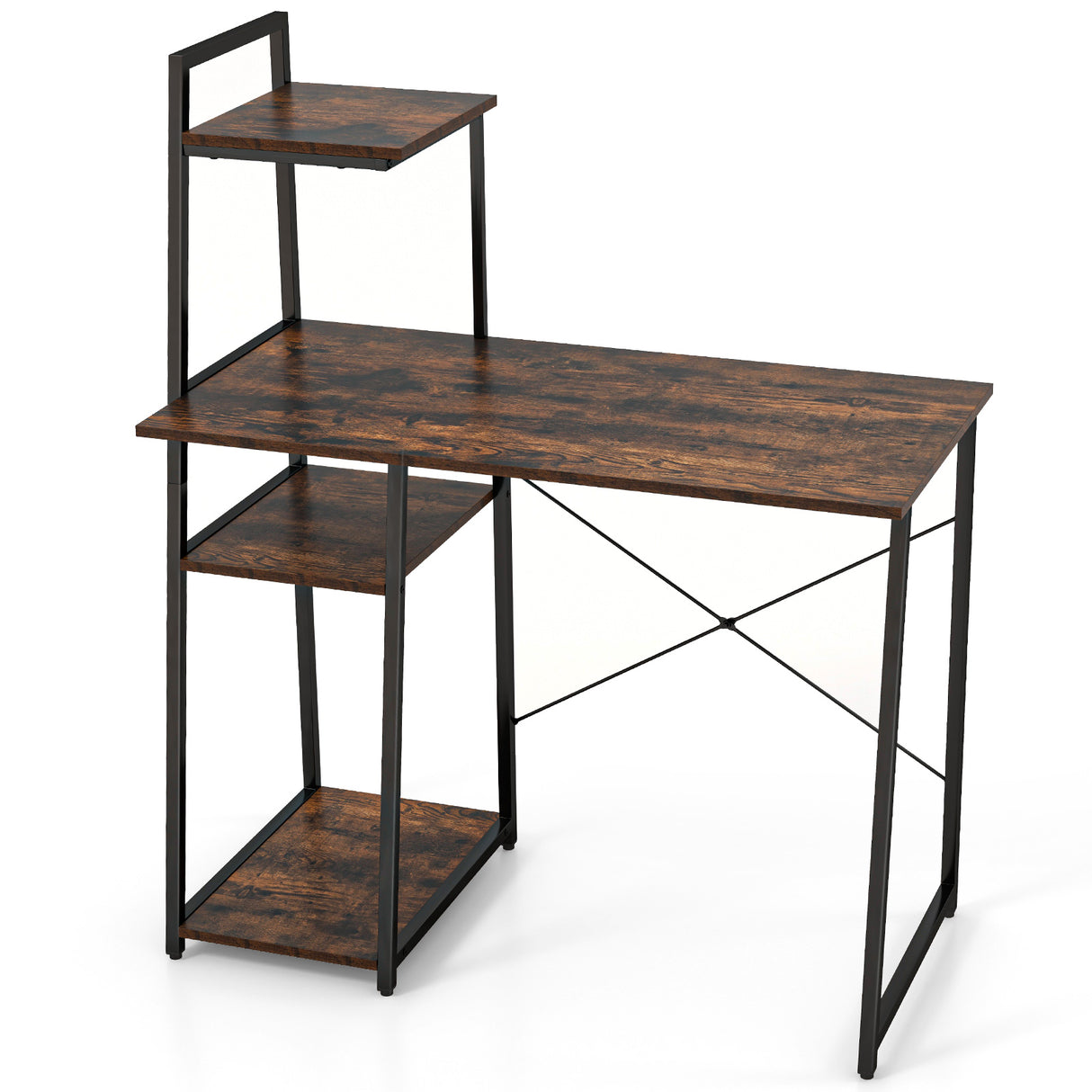 Compact Computer Desk Workstation with 4 Tier Shelves for Home and Office