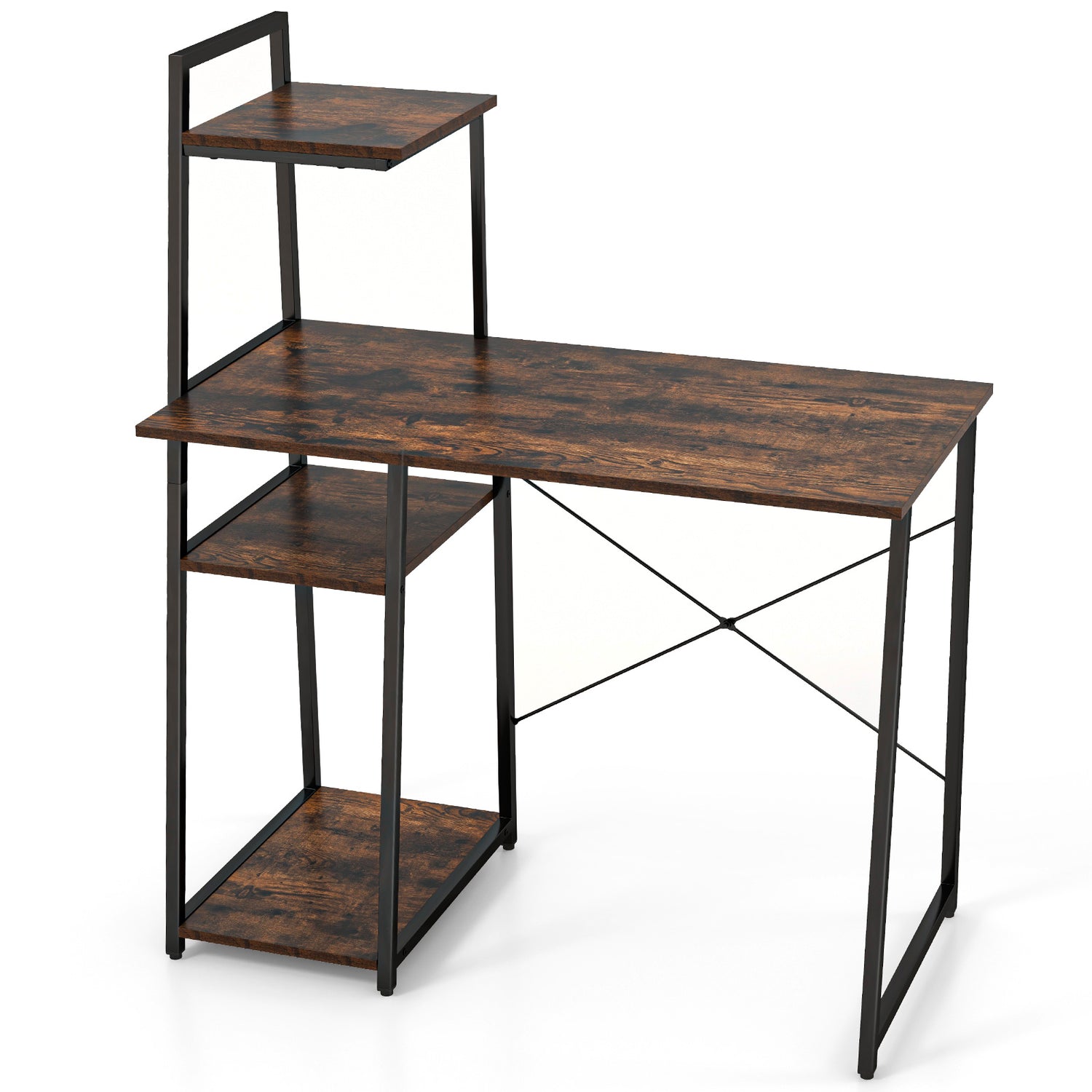 Compact Computer Desk Workstation with 4 Tier Shelves for Home and Office
