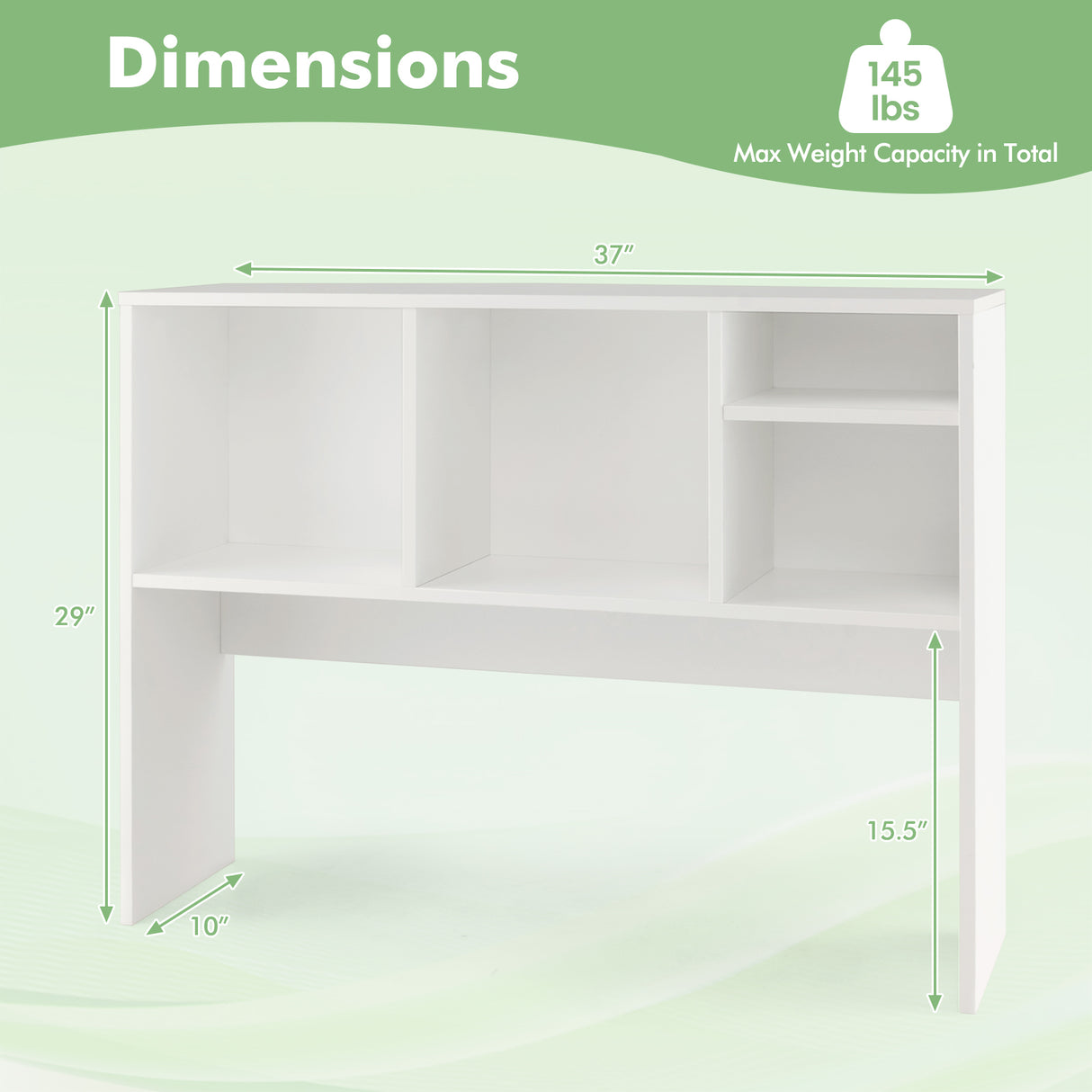 Computer Desktop Bookcase with 4 Cubbies and Open Back Compartment