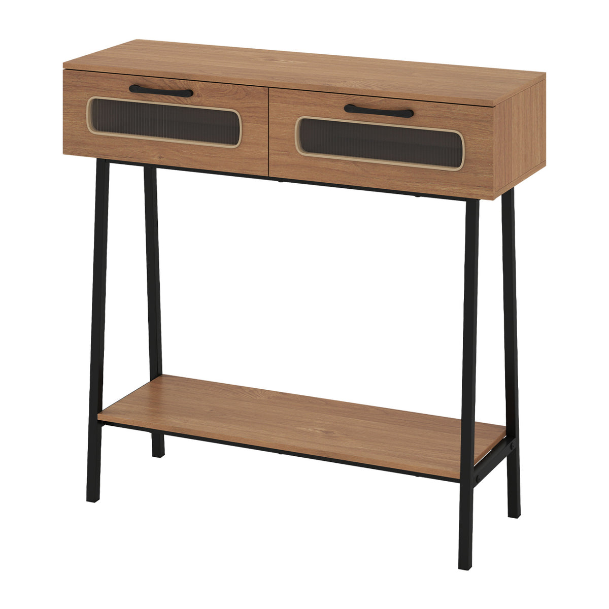 Console Table with LED Lights and Open Shelf for Hallway Entrance