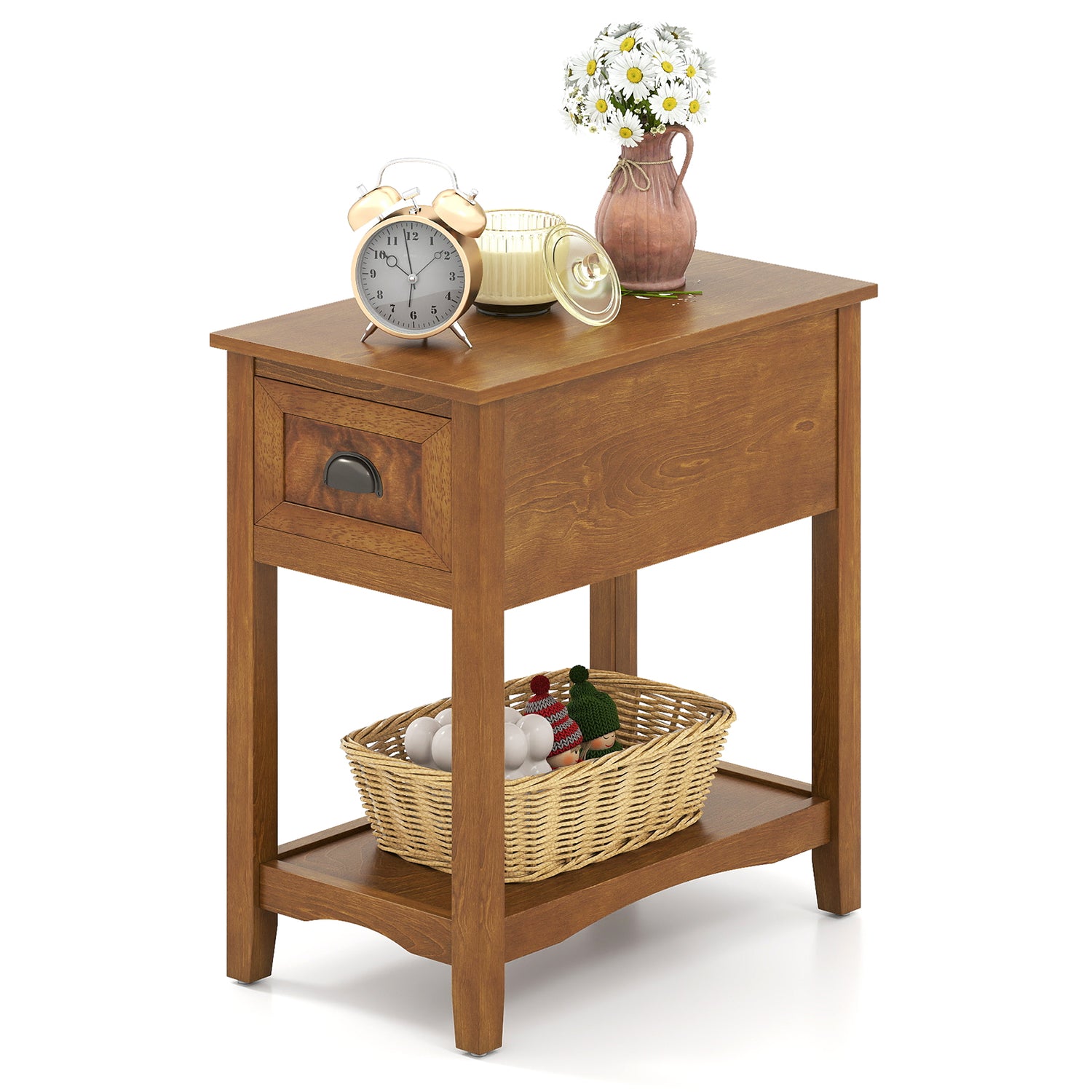 Contemporary Chair Side End Table Compact Table with Drawer Nightstand
