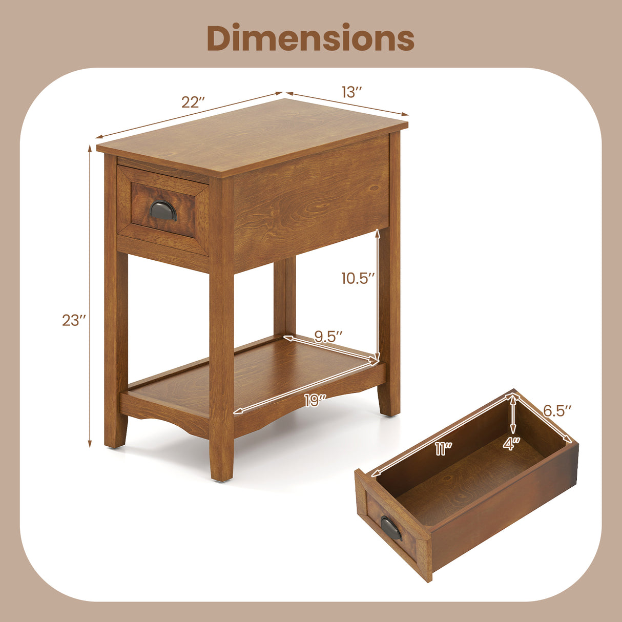 Contemporary Chair Side End Table Compact Table with Drawer Nightstand