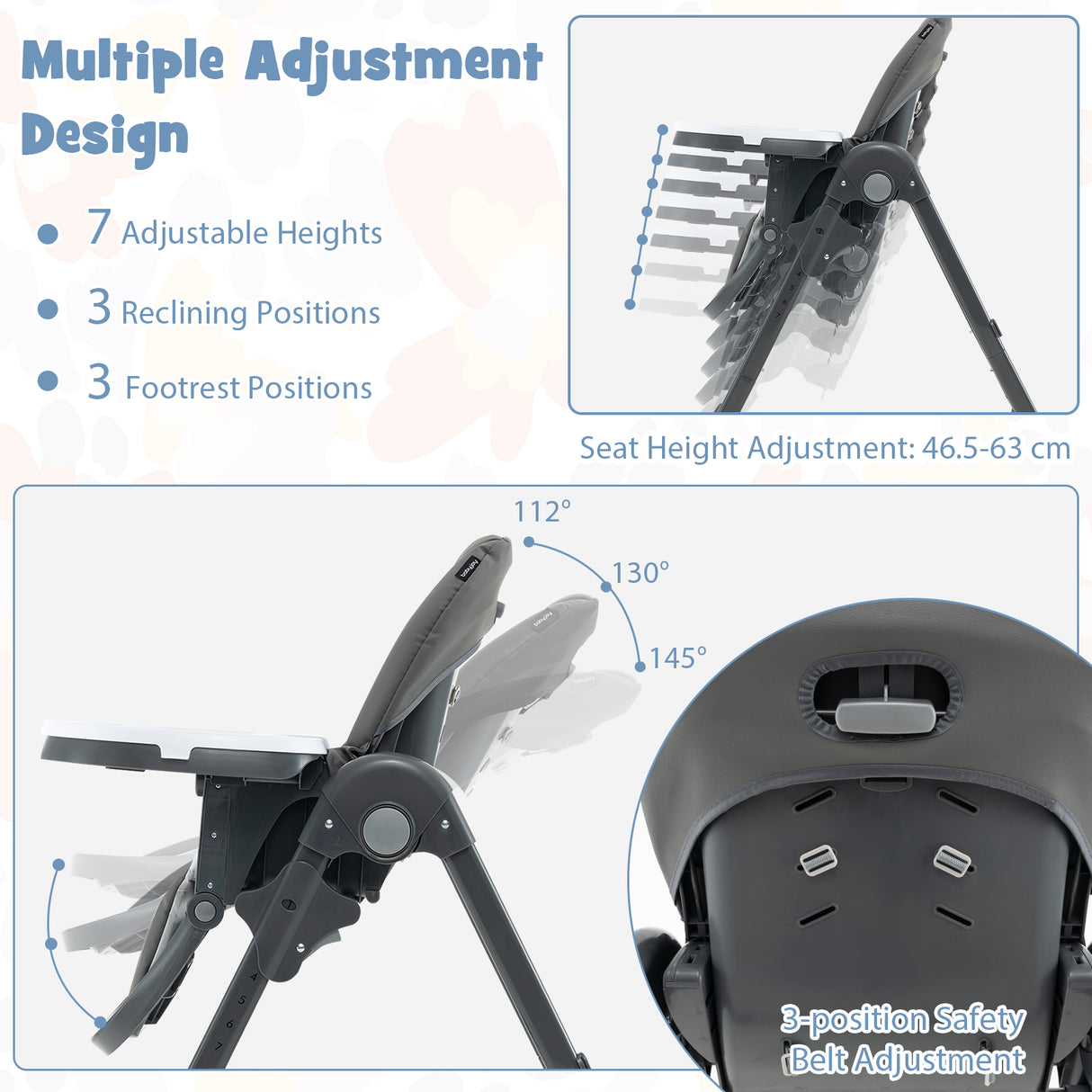 3-In-1 Convertible Baby High Chair for Toddlers