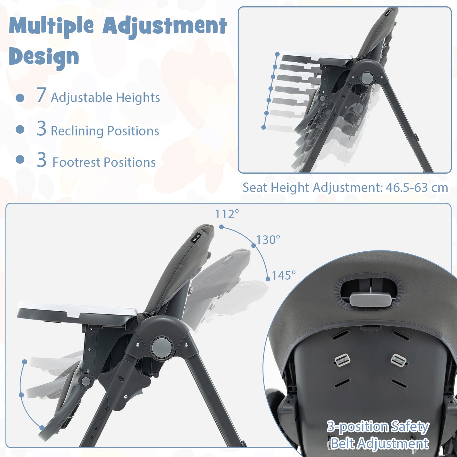 3-In-1 Convertible Baby High Chair for Toddlers