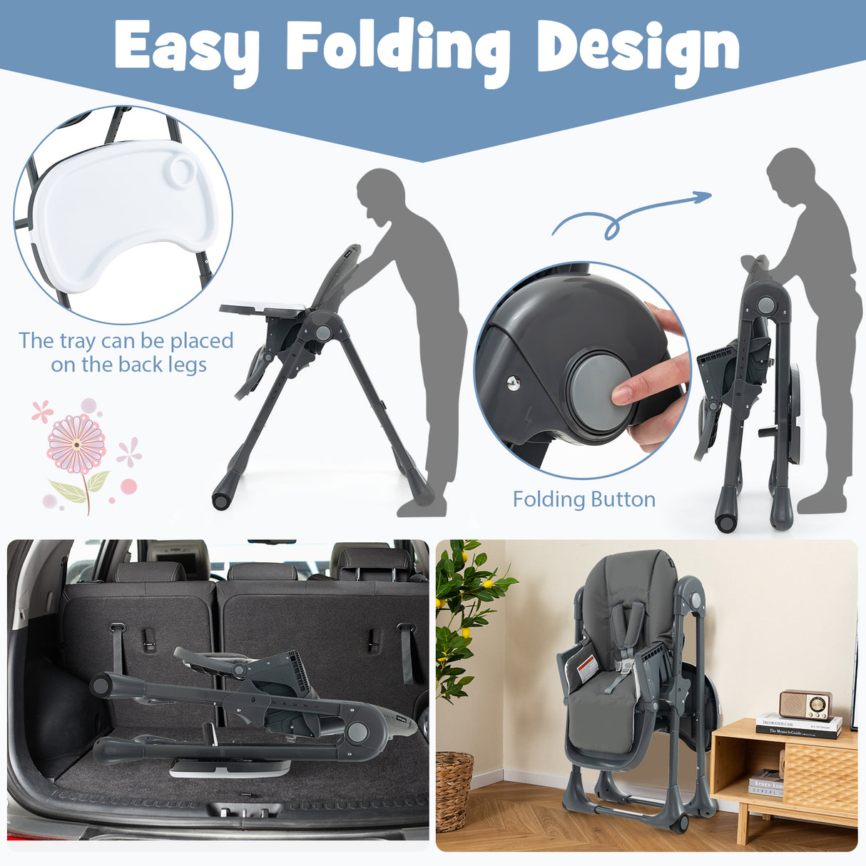 3-In-1 Convertible Baby High Chair for Toddlers