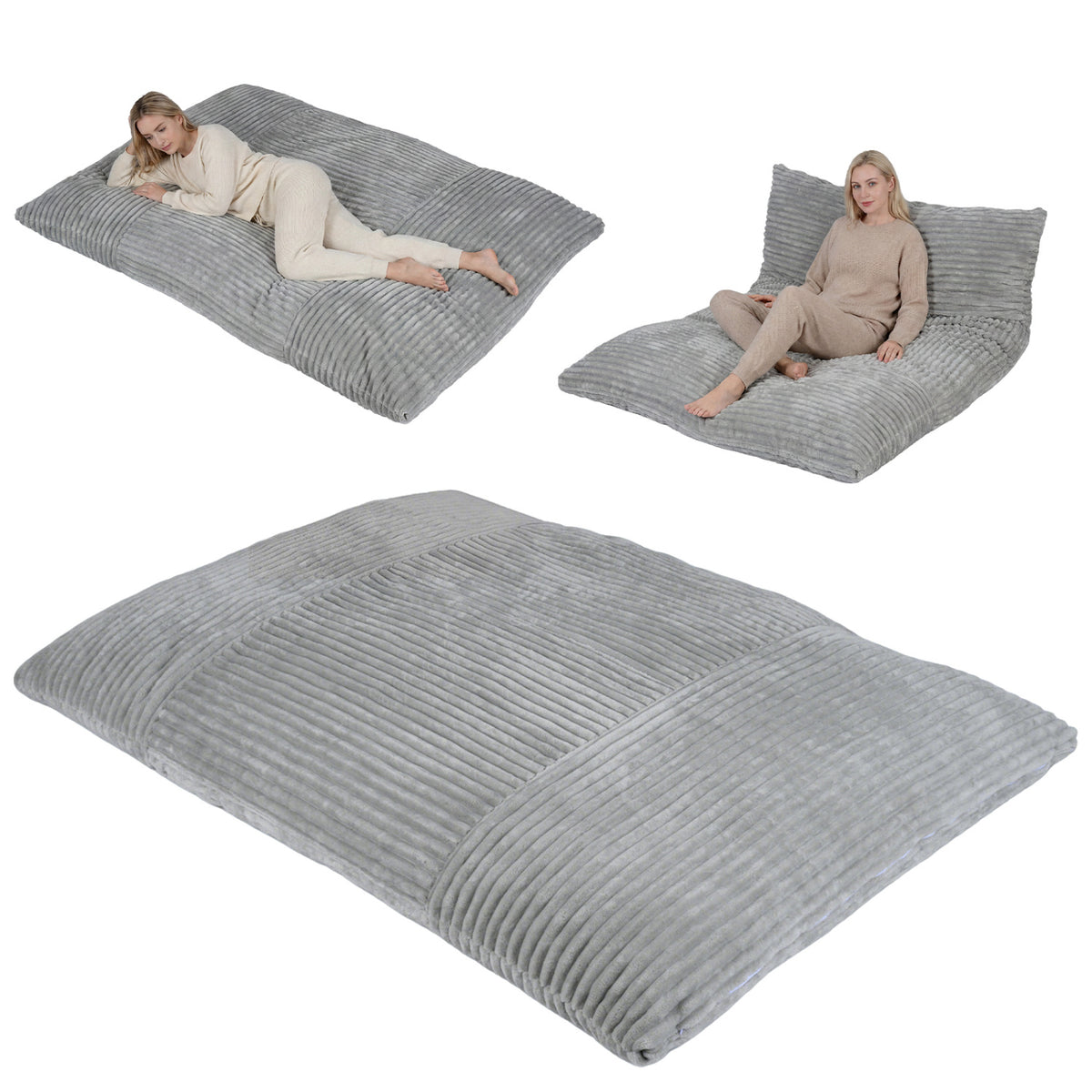 Convertible Bean Bag Floor Sofa with Machine-washable Corduroy Cover