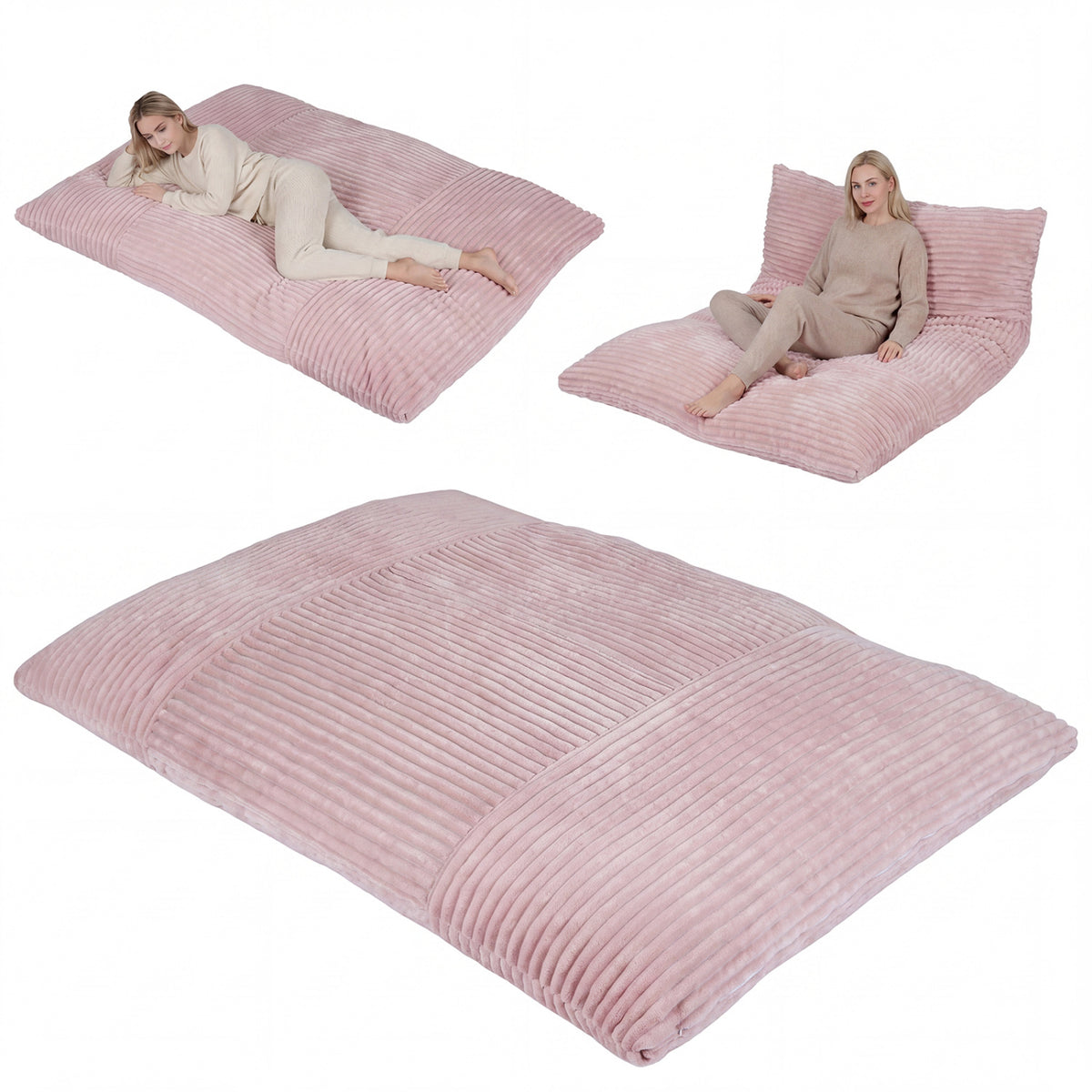 Convertible Bean Bag Floor Sofa with Machine-washable Corduroy Cover