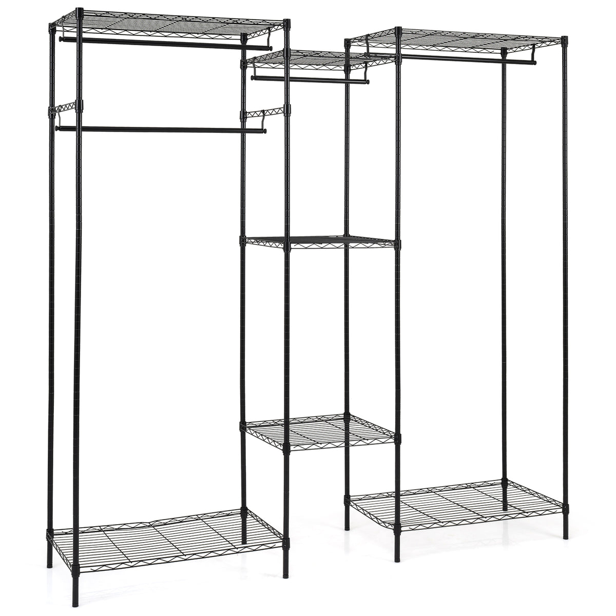 Convertible Clothes Organizer with L-shape and Horizontal Installation-Black