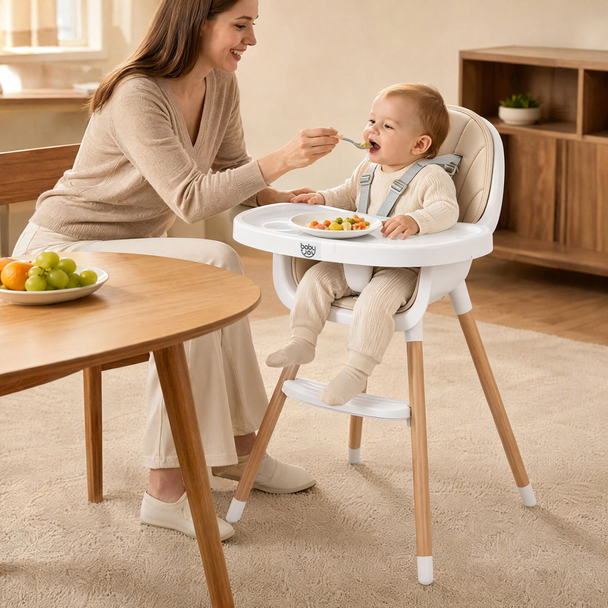 Convertible High Chair with 5-Point Harness for Babies and Toddlers