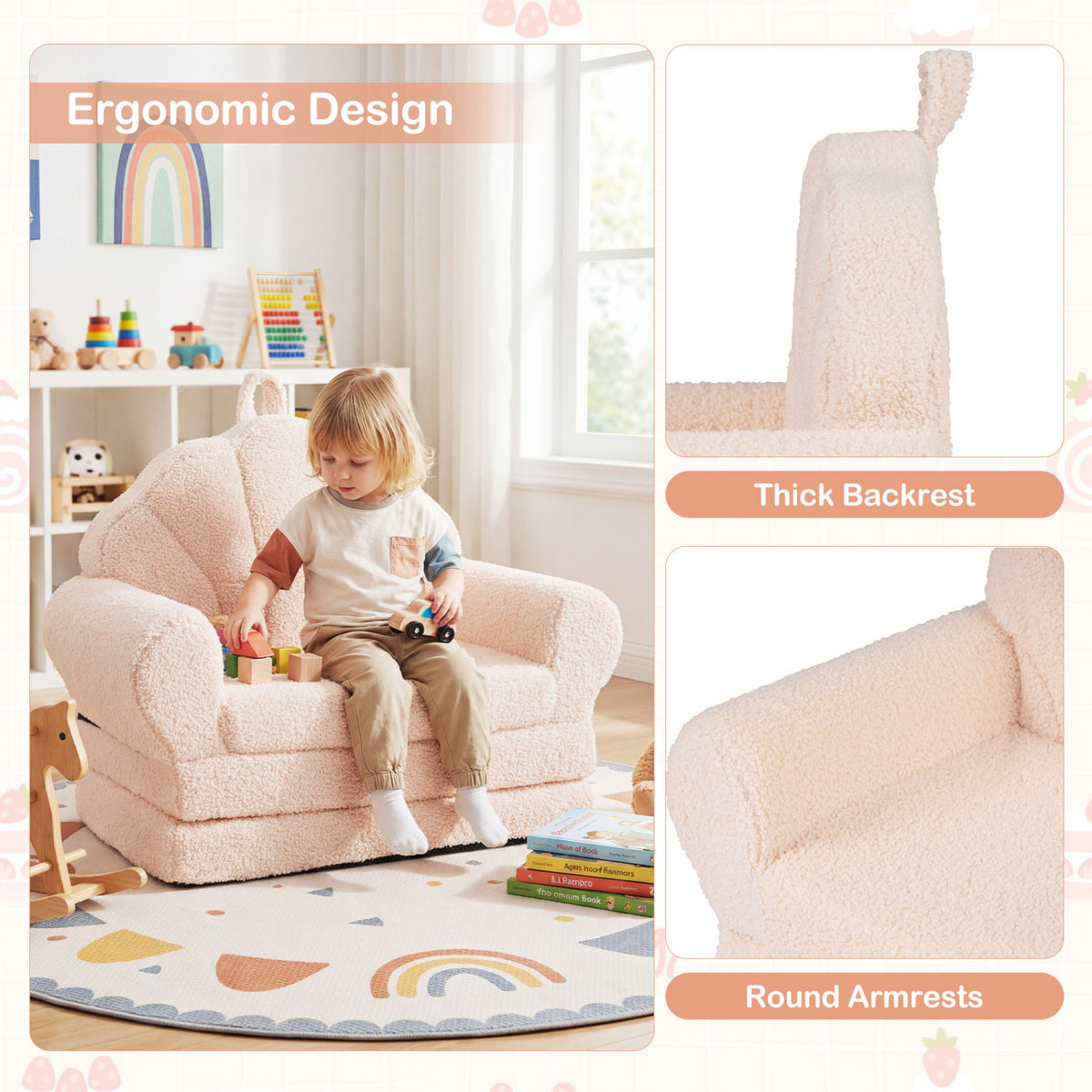 Convertible Kids Sofa 2-in-1 Fold out Toddler Couch Chair