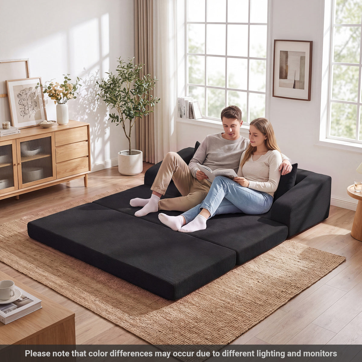Corduroy Loveseat Sleeper Sofa with 2 Back Cushions for Living Room Bedroom Apartment