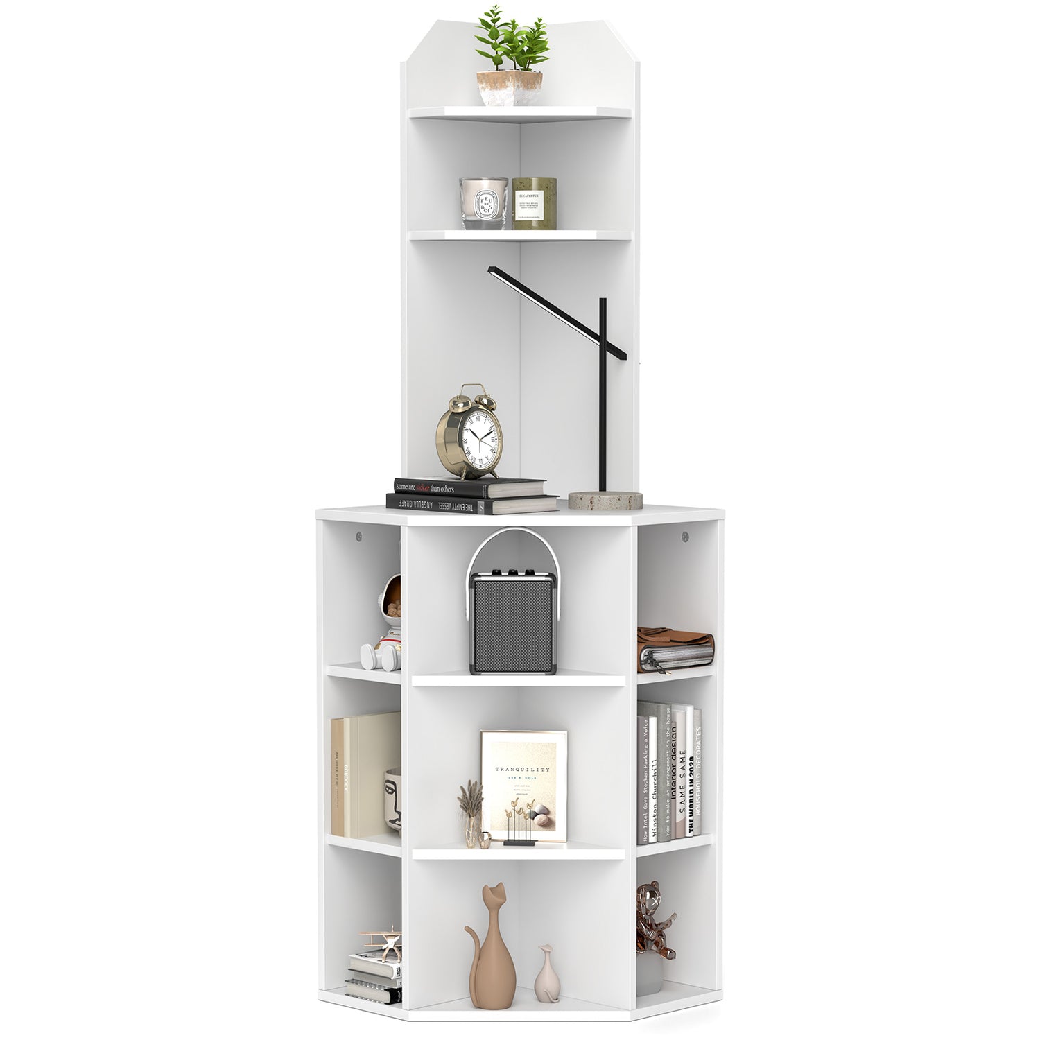6-Tier Corner Shelf with Charging Station and 2 USB Ports