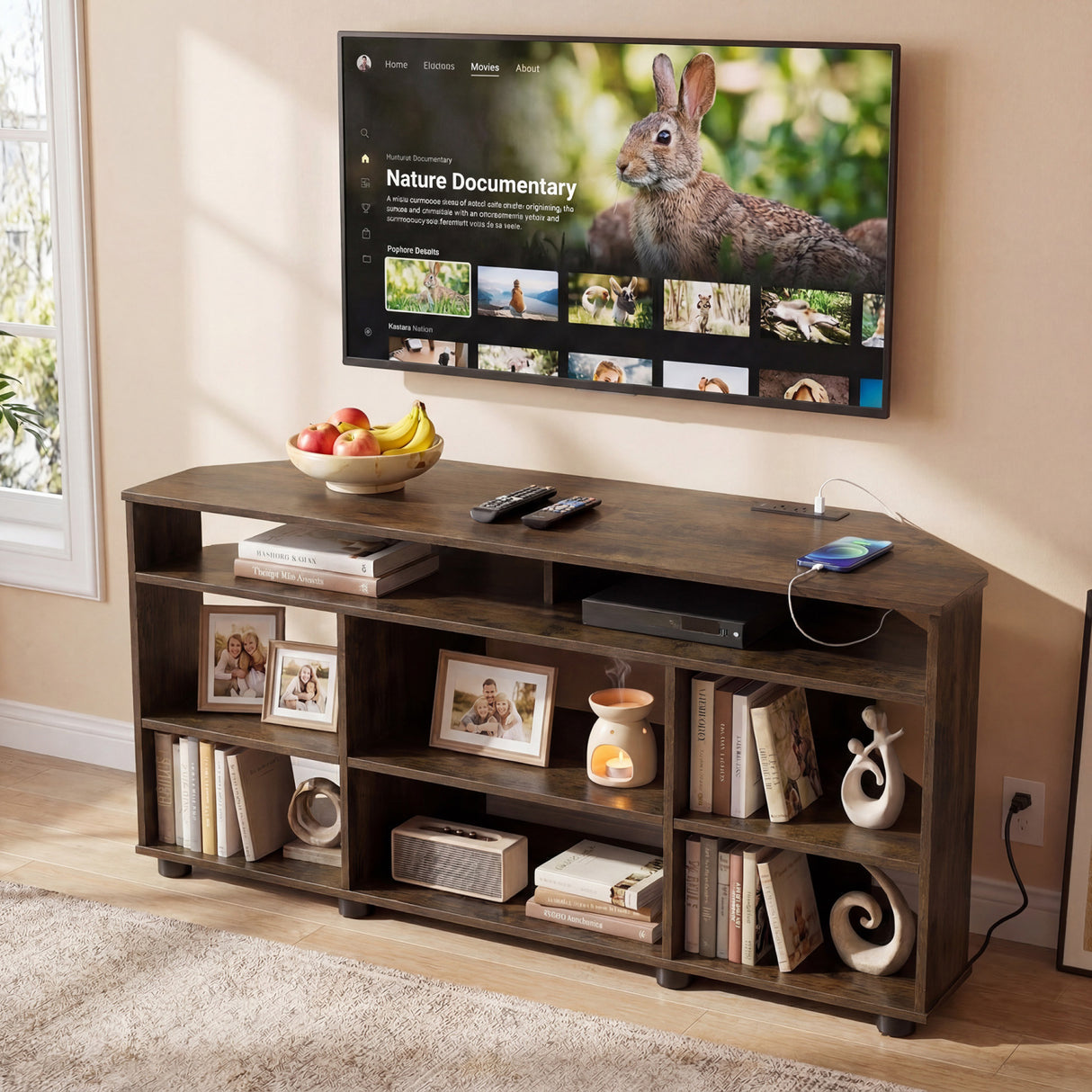 Corner Entertainment Center TV Stand for TVs up to 55 Inch