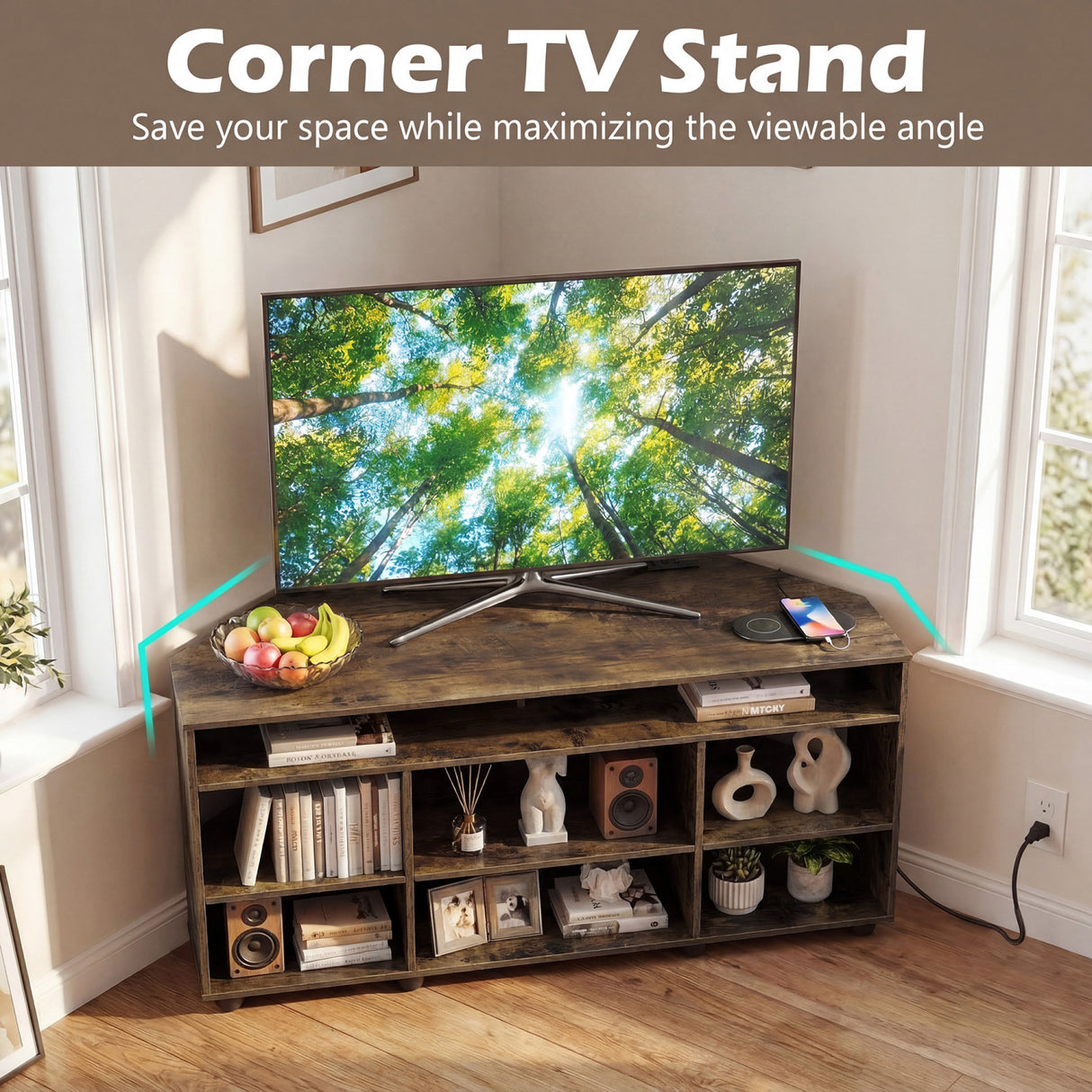 Corner Entertainment Center TV Stand for TVs up to 55 Inch
