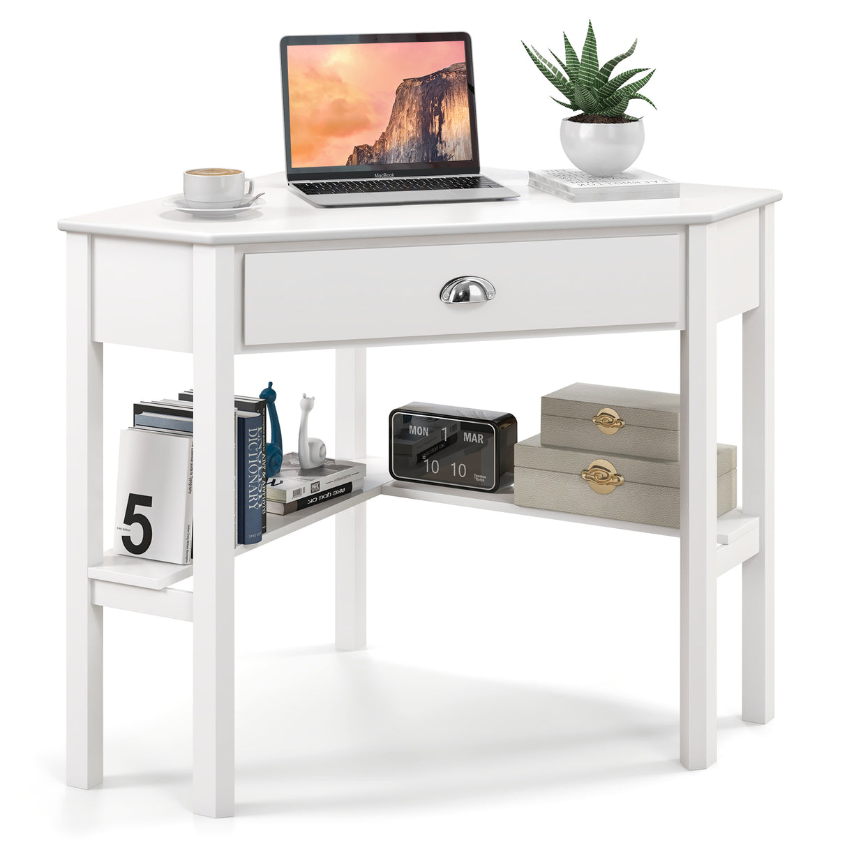 Corner Wooden Piece Laptop Computer Desk