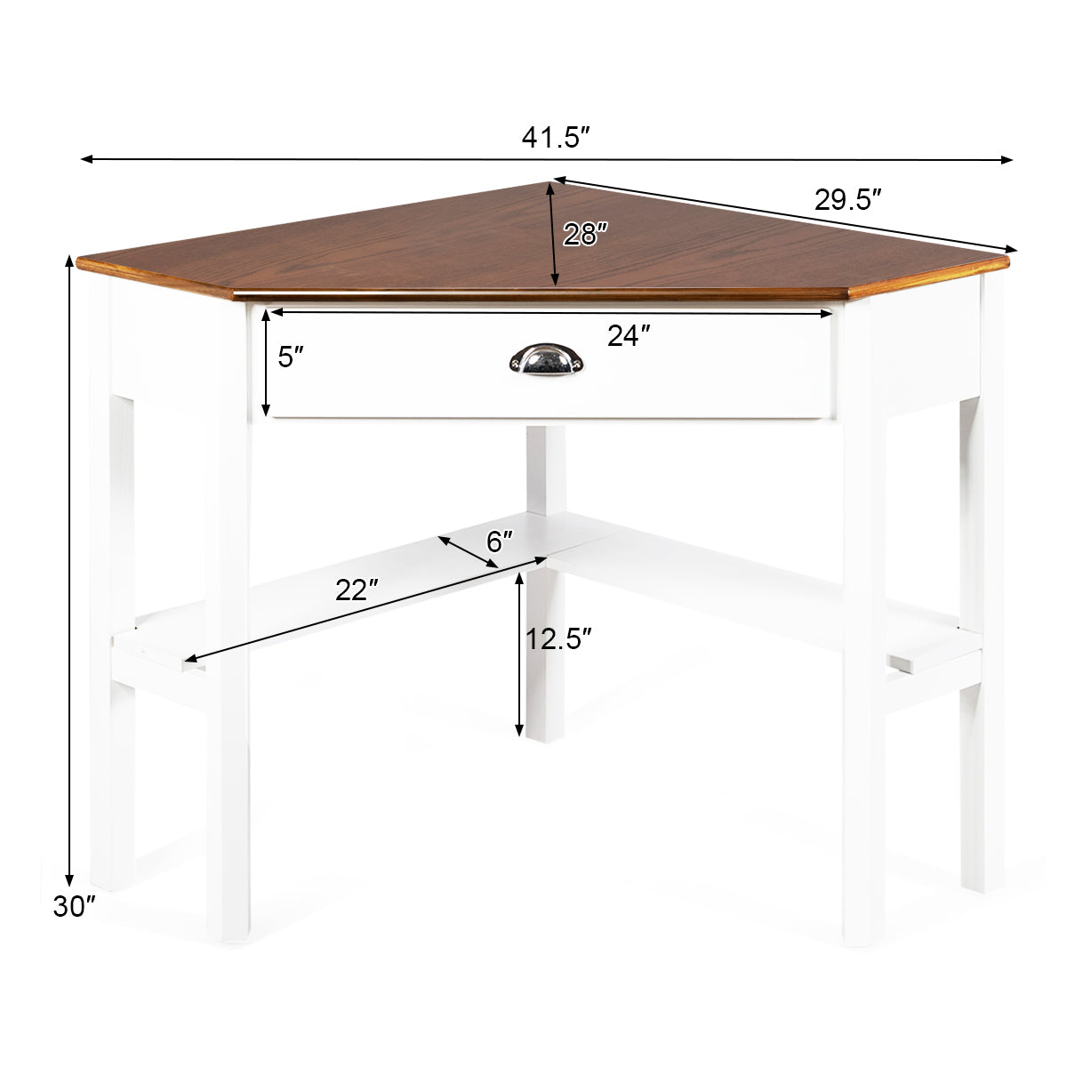 Corner Wooden Piece Laptop Computer Desk