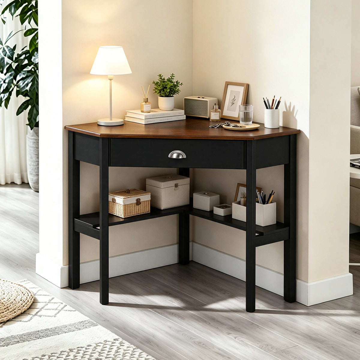 Corner Wooden Piece Laptop Computer Desk